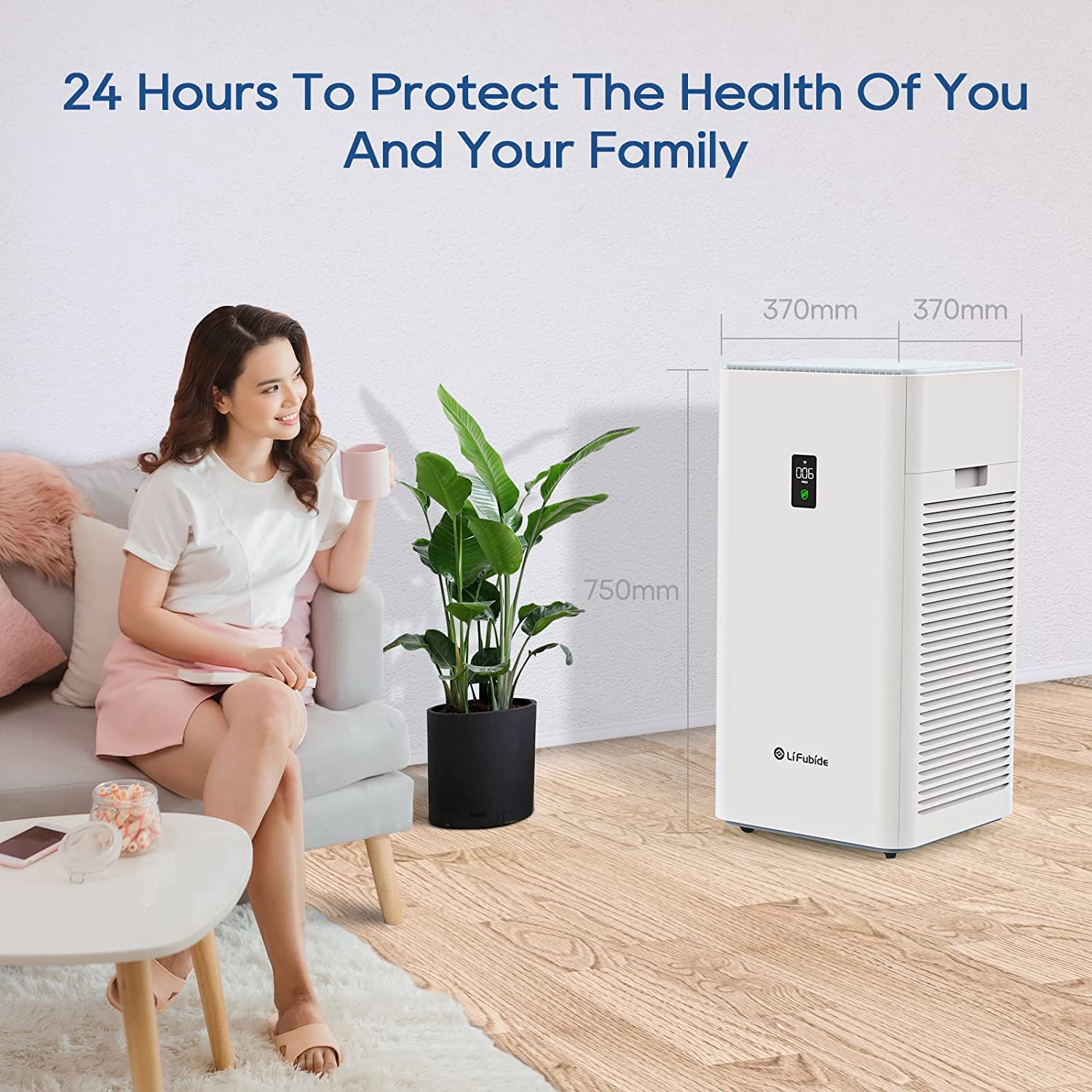Lifubide Large Room Air Purifier, H13 True HEPA,4555 Sq.Ft Coverage,24dB Low Noise For Bedroom, Removal Of 99.99% 0.01 Microns Particles, Pet Dander Smoke Odor Dust,2 Pcs Air Puri Y1000