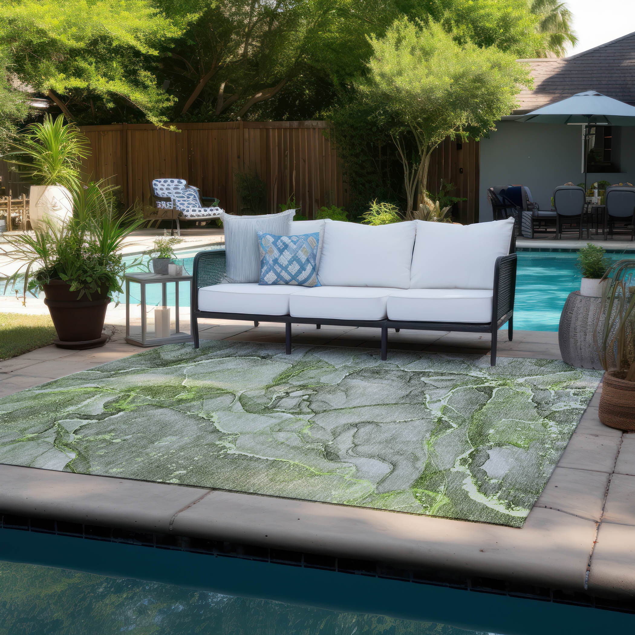 Addison Rugs Chantille ACN519 Green 8' x 10' Indoor Outdoor Area Rug, Easy Clean, Machine Washable, Non Shedding, Bedroom, Living Room, Dining Room, Kitchen, Patio Rug