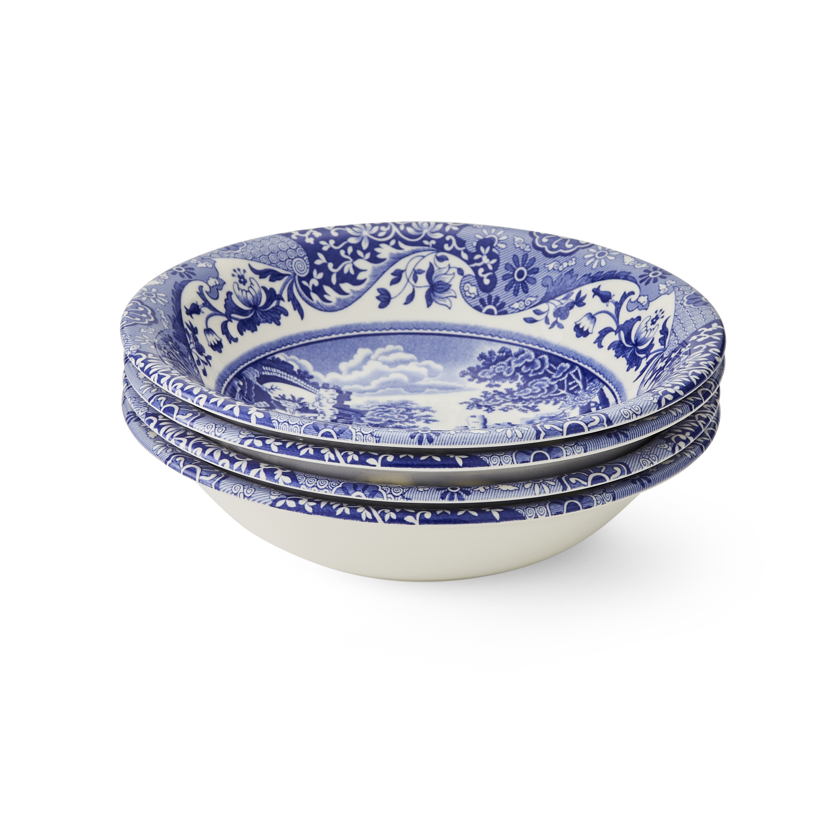 Spode Blue Italian Ascot 8-Inches Cereal Bowl, Set of 4, Breakfast Bowl, Earthenware, Dishwasher Safe