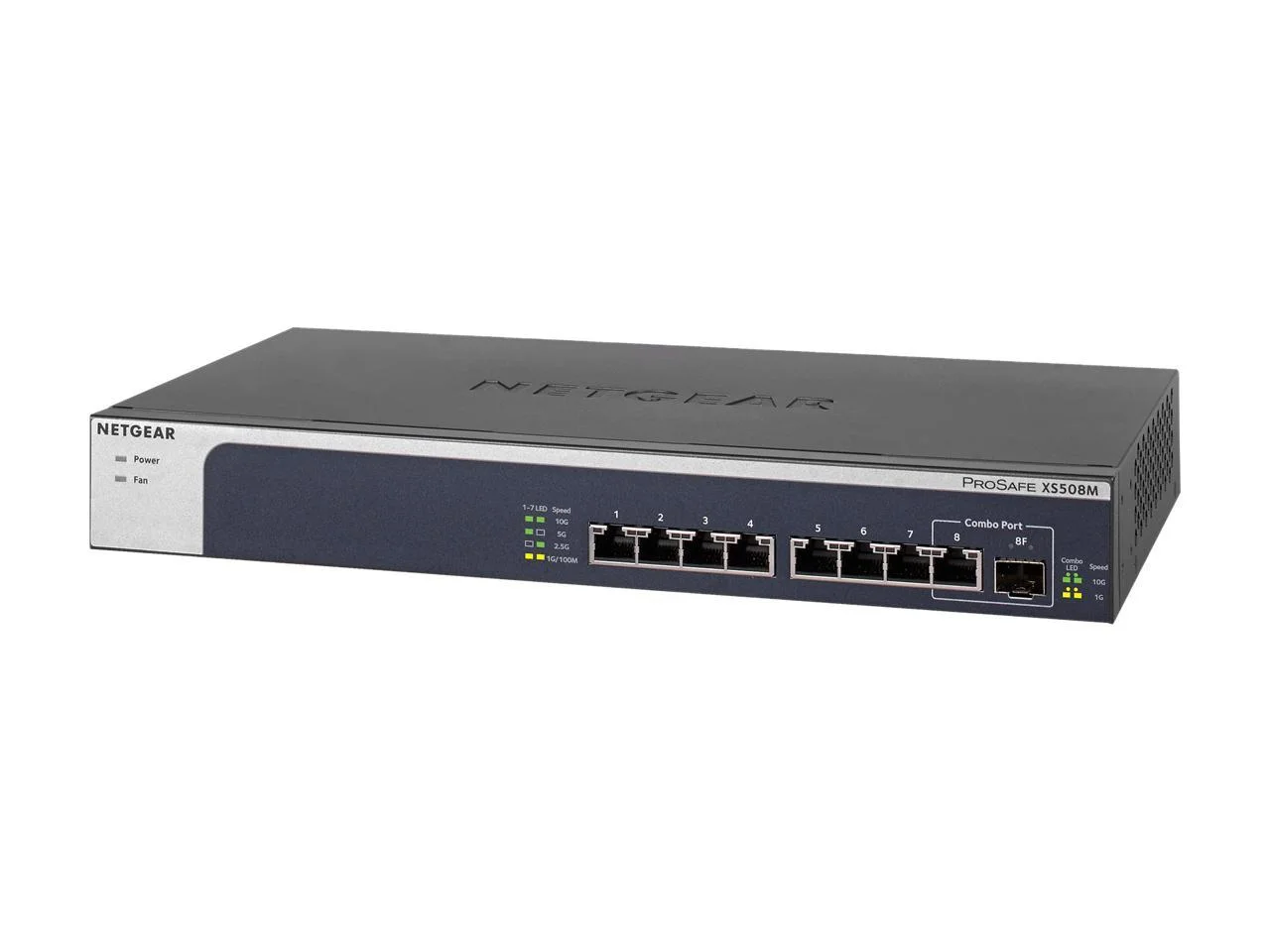 NETGEAR 8-port 10-Gigabit / Multi-Gigabit Ethernet Unmanaged Switch with 1 SFP+ ports, Desktop and Rackmount (XS508M)