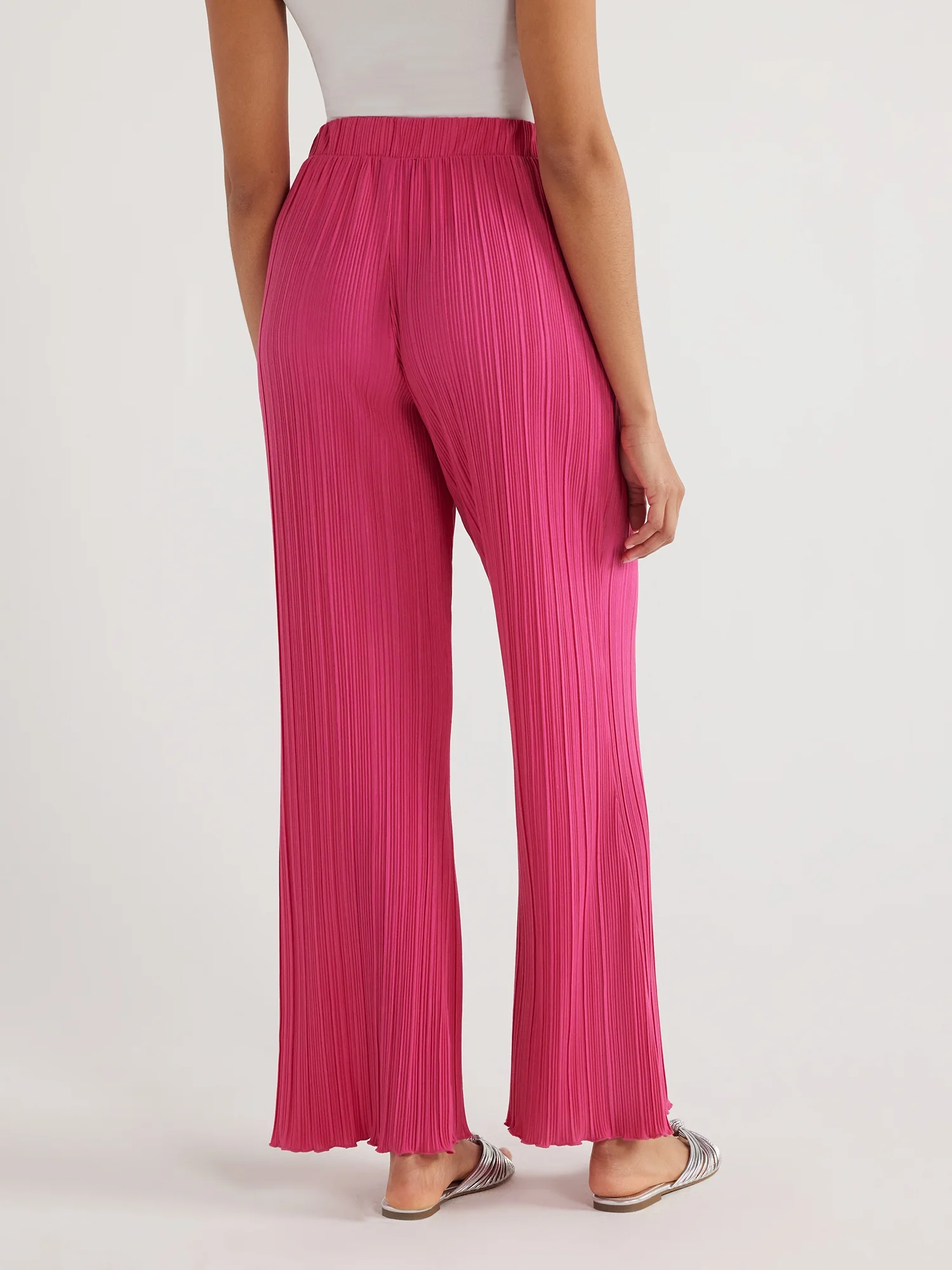 Scoop Women’s Crinkle Knit Wide Leg Pants, Sizes XS to XXL