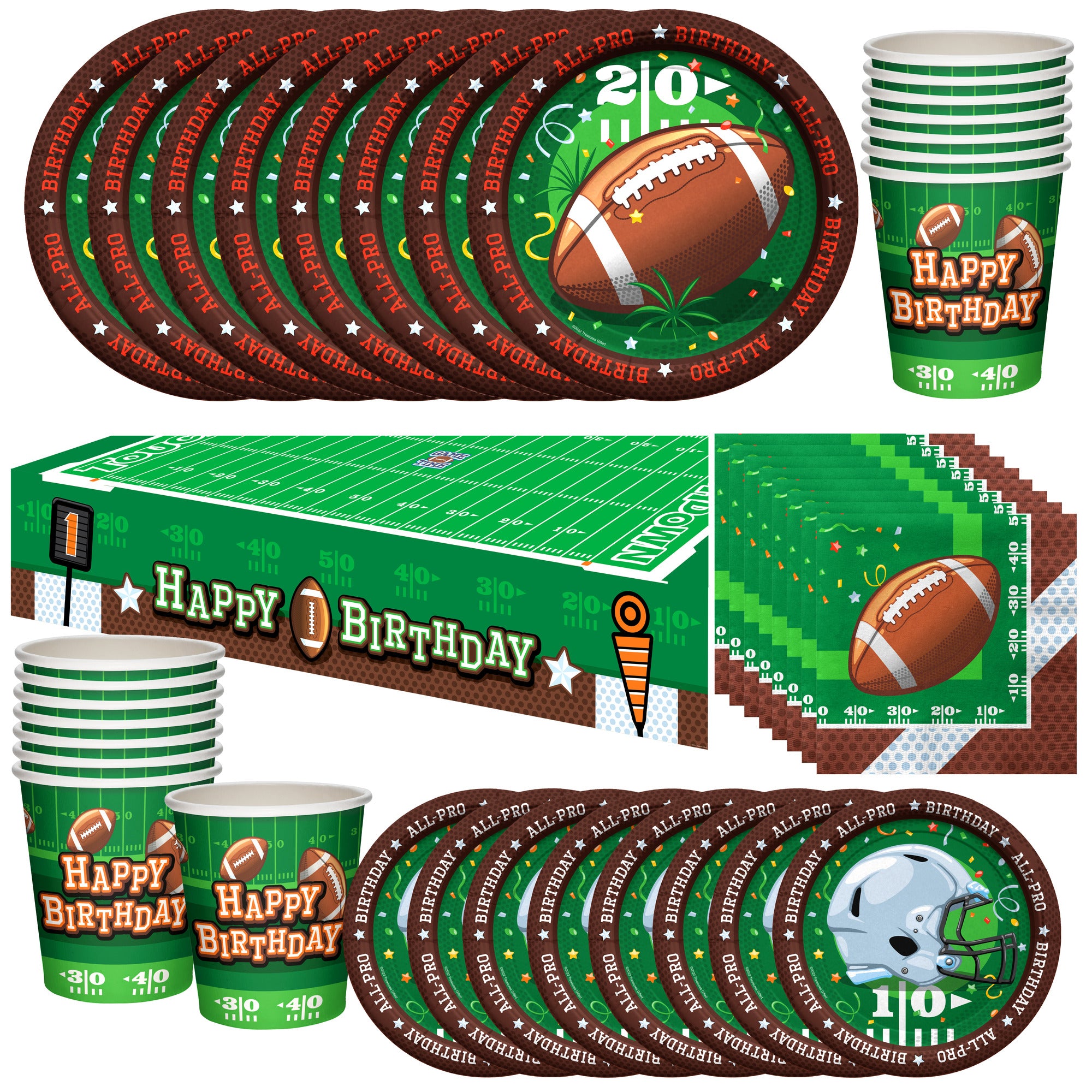 Football Birthday Party Supplies Dinnerware Deluxe Set for 16 Guests