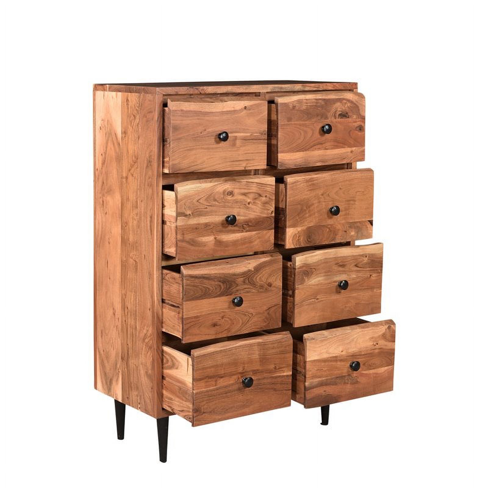 Taran Designs Harper 8-drawer Live Edge Solid Wood Chest in Brown/Black