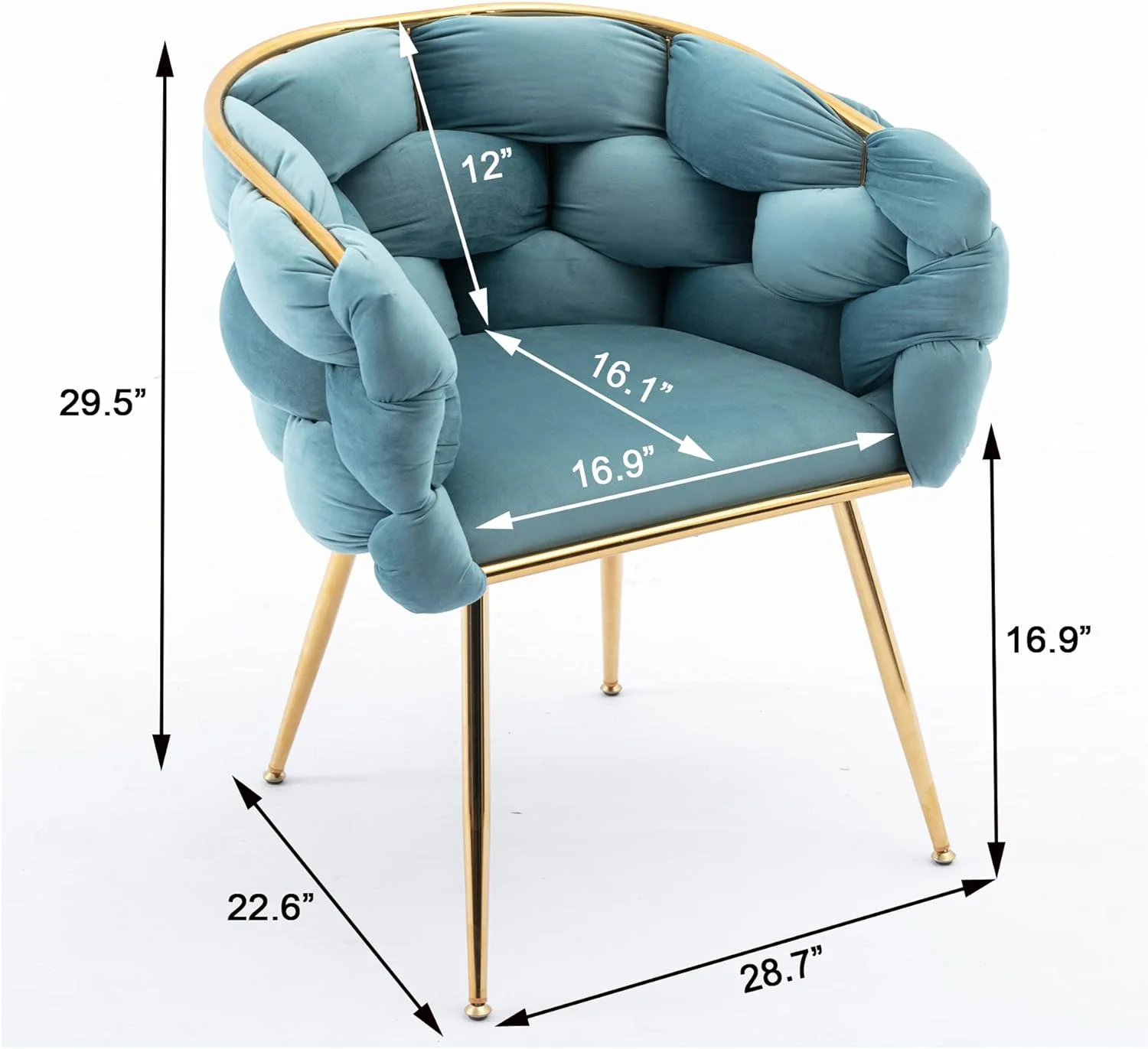 Luxury Set Of 2 Simple Leisure Velvet Single Sofa Chair,Modern Accent Chair,Bedroom Household Dresser Stool Manicure Table Back Chair(Blue)