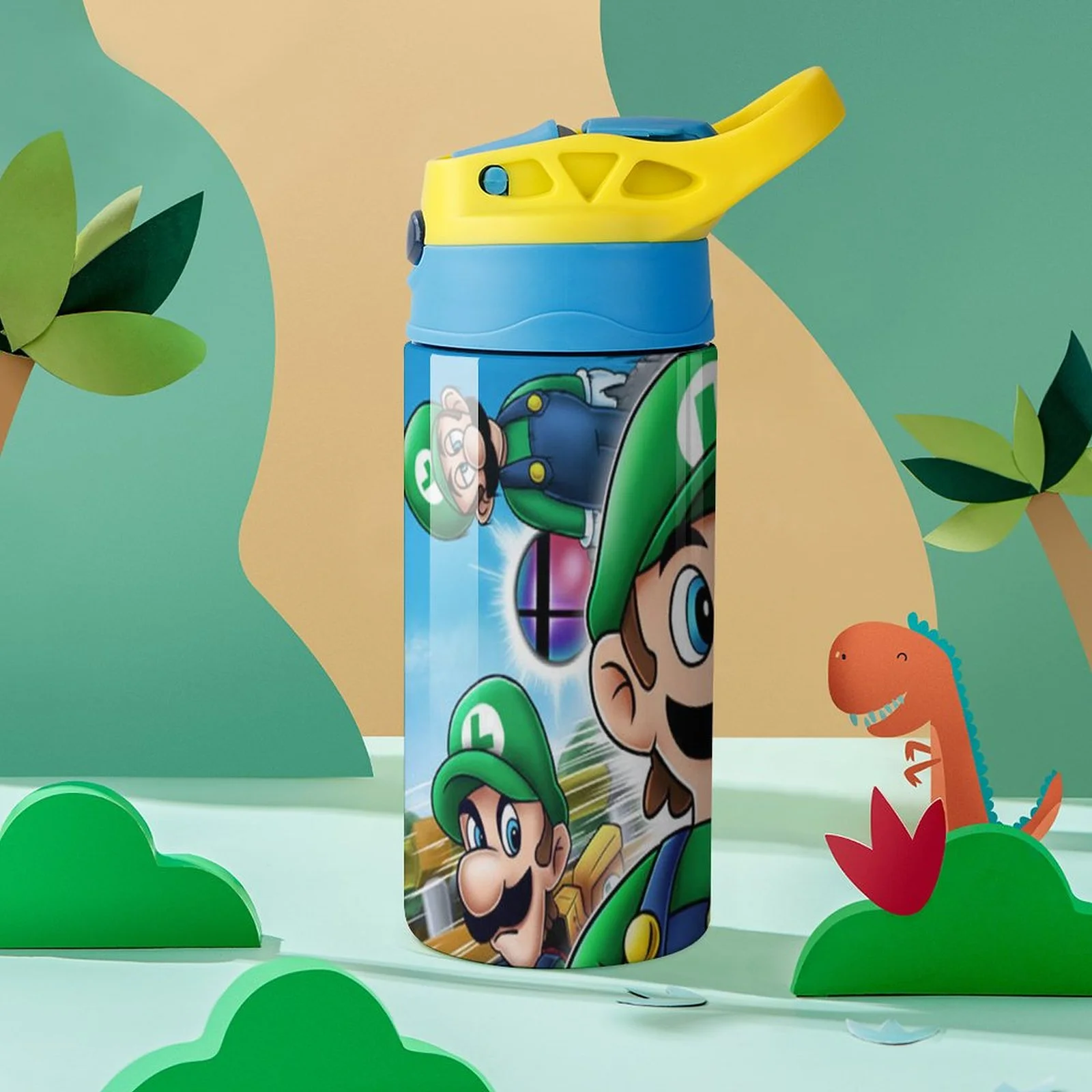 Funny Game Luigi's Mansion Kid's Insulated Water Bottle With Straw Vacuum Stainless Steel Cup Leak-Proof Children Toddler Thermoses