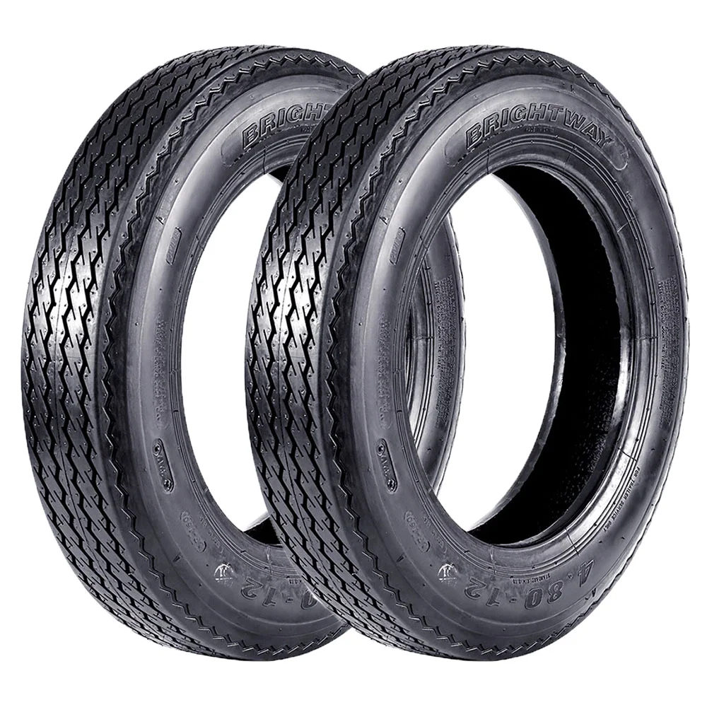 Albott Set of 2 4.80-12 Bias Trailer Tires 6PR 480-12 4.80x12 Hightway Boat Motorcycle Tires, Load Range C