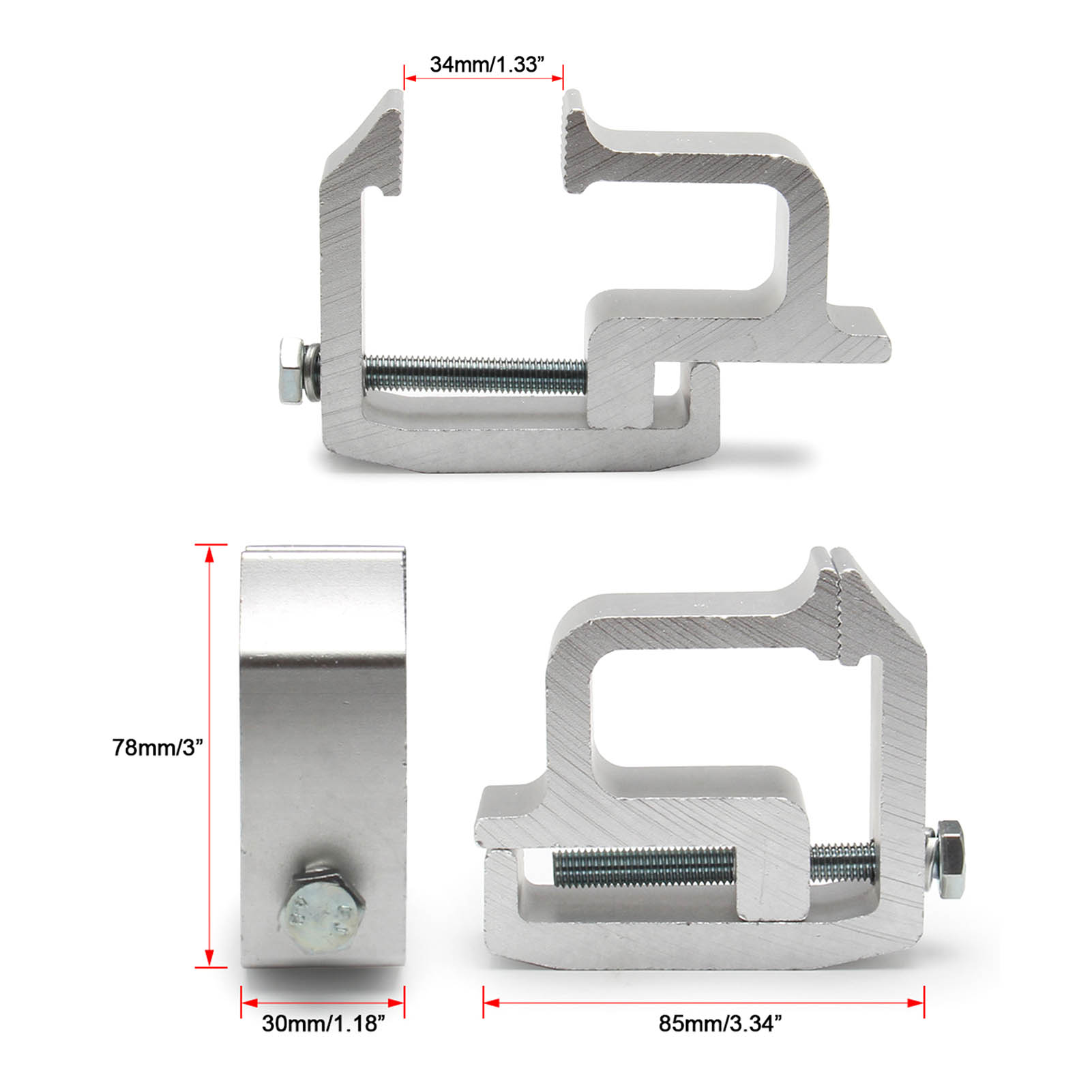 Yaoping Long Reach Universal Mounting Clamps For Truck Topper Campers(Silver)