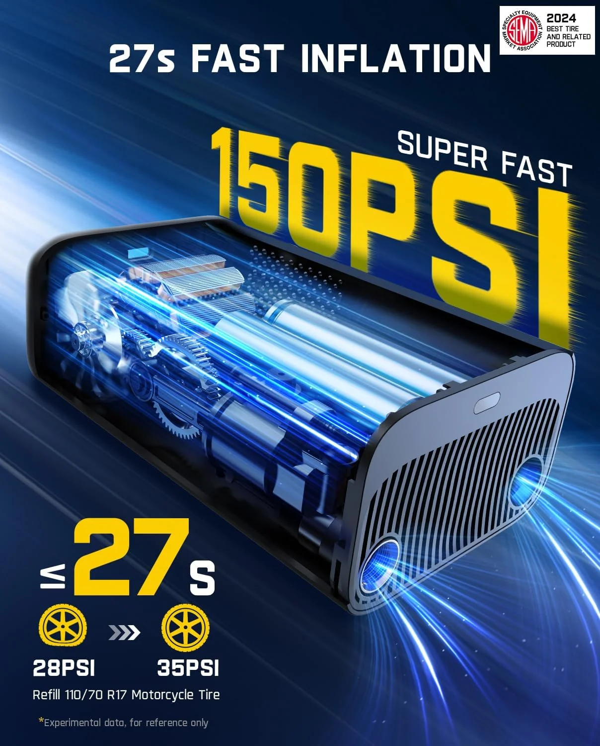 Fanttik X9 Pro Portable Tire Inflator for Motorcycle, 27s Fast Inflate Electric Bike Pump with Digital Tire Pressure Gauge, 150PSI Air Compressor for Electric Bikes, Compact Car, Ball