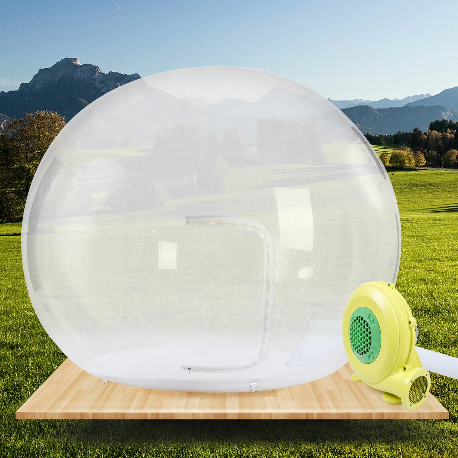 ZhdnBhnos 110V 300W Inflatable Bubble Tent Fully Transparent Outdoor Camping Bubble House Clear Eco Dome Tent with Quiet Air Blower for Backyard Party, Music Festival, Stargazing