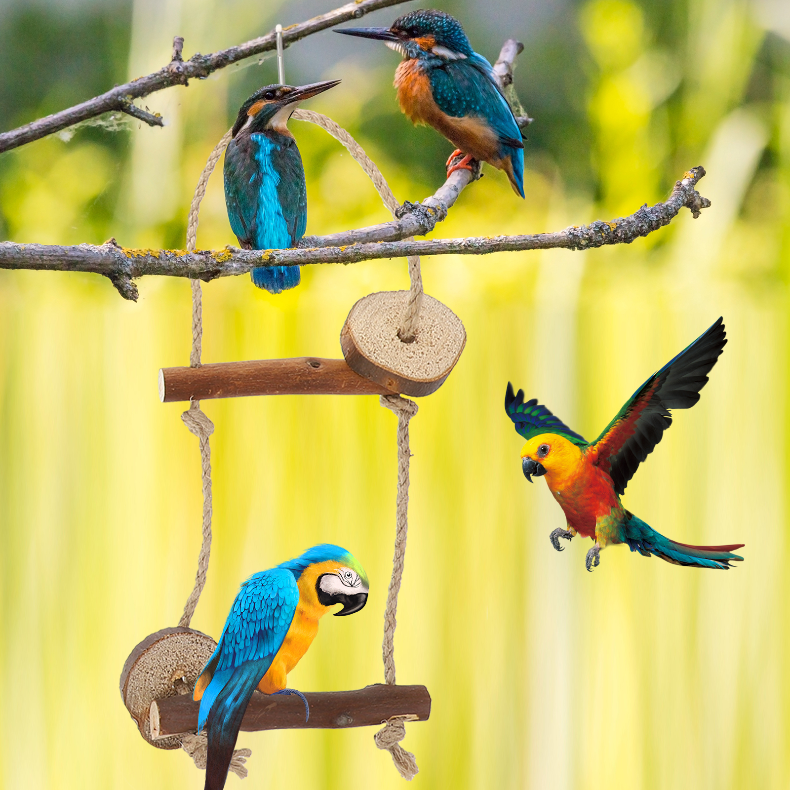 10pcs Parrot Climbing Standing Branch Bird Perch Parakeet Toys Bird Cage Supply