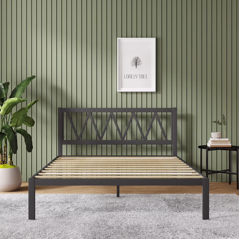 Novilla 14'' Twin Size Bed Frame with Headboard Metal Platform Bedframe, Black