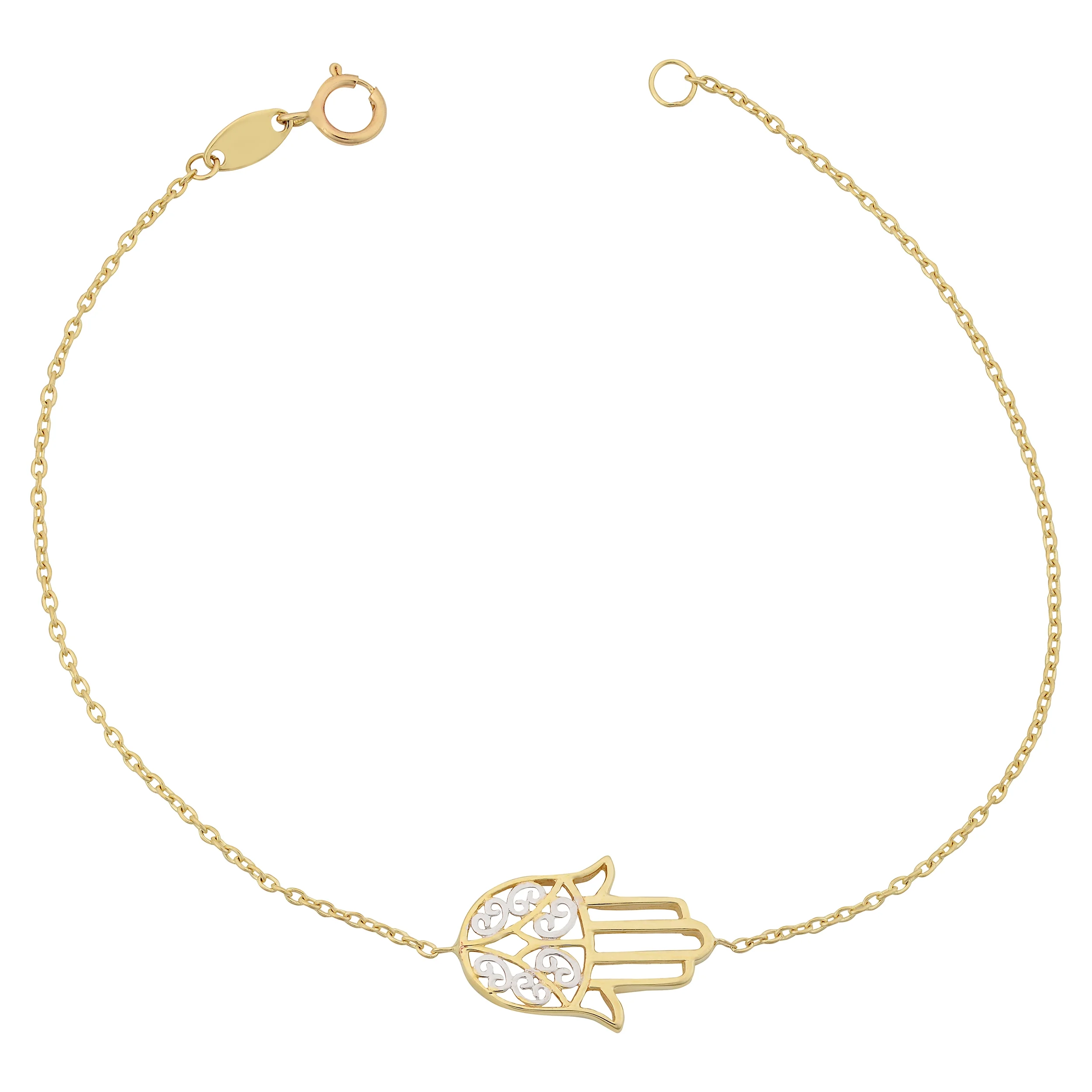 10k Two-Tone Gold Hamsa Bracelet (7.25 inch)