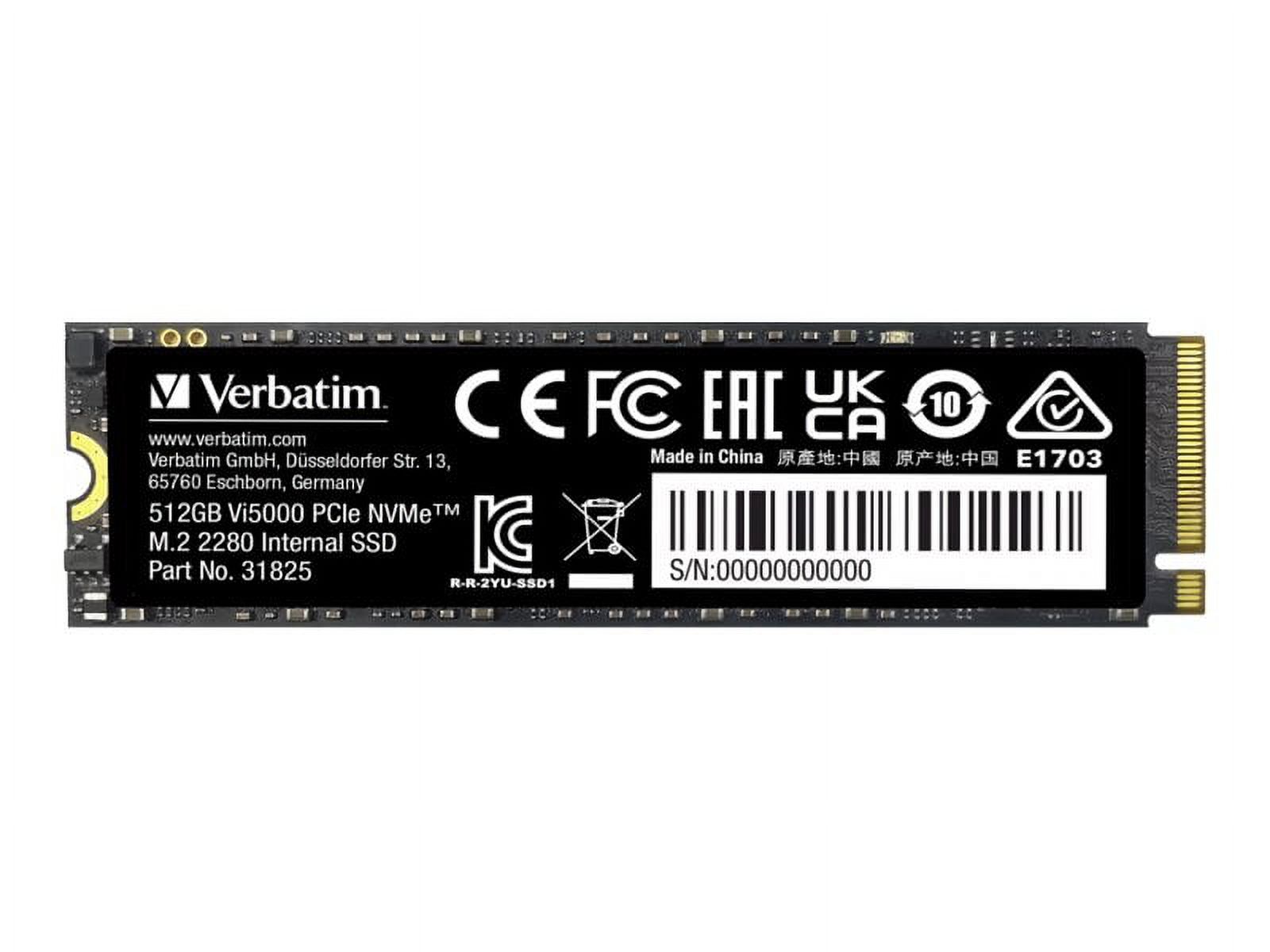 Verbatim Vi5000 512 GB Solid State Drive, M.2 2280 Internal, PCI Express NVMe (PCI Express NVMe 4.0)