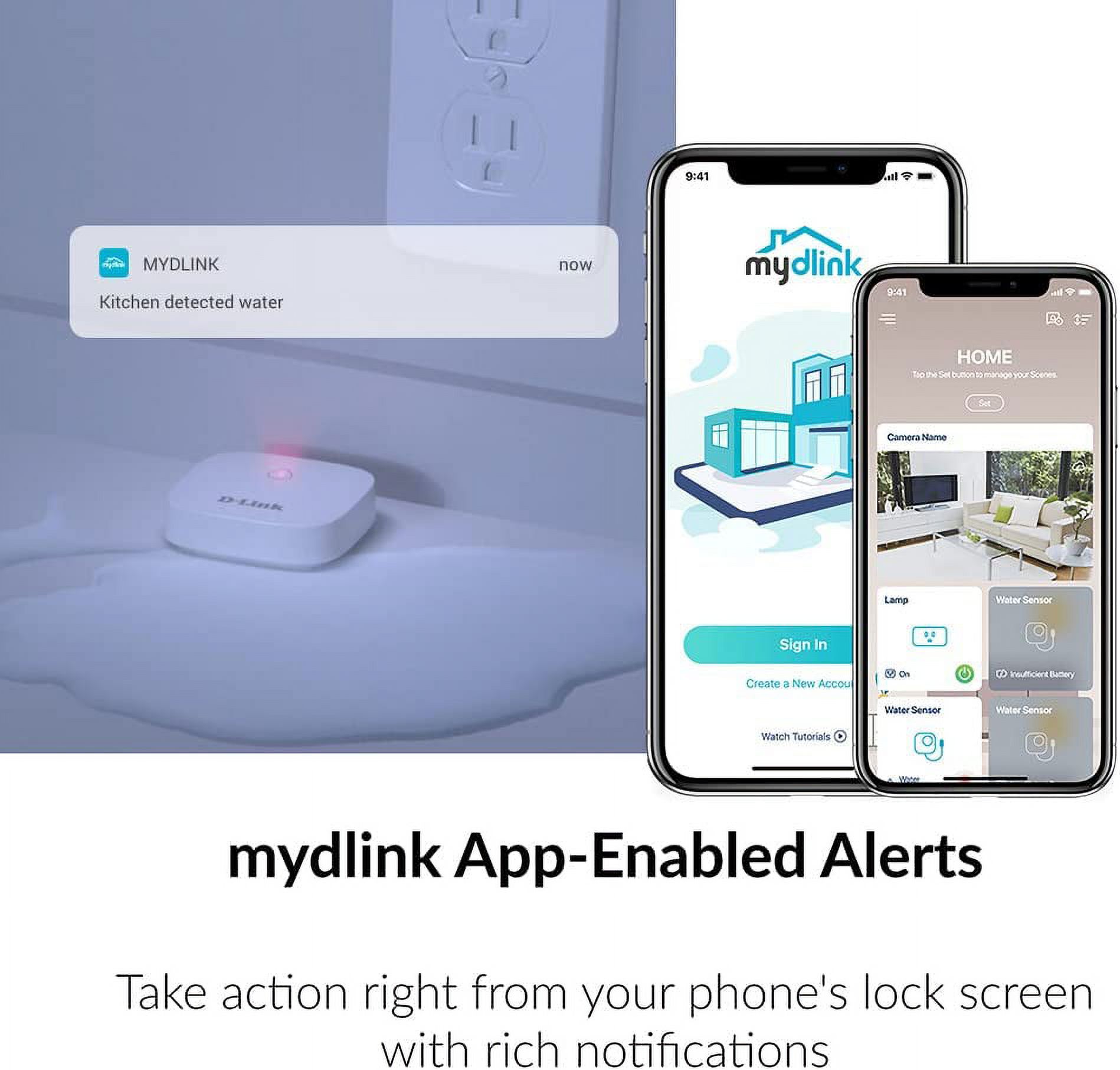 D-Link Battery-Powered Long-Range Water Sensor Add-on 3-Pk (DCH-S163/3)