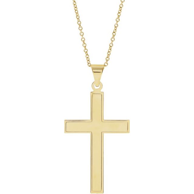 14K Yellow 28x18 mm Cross 18