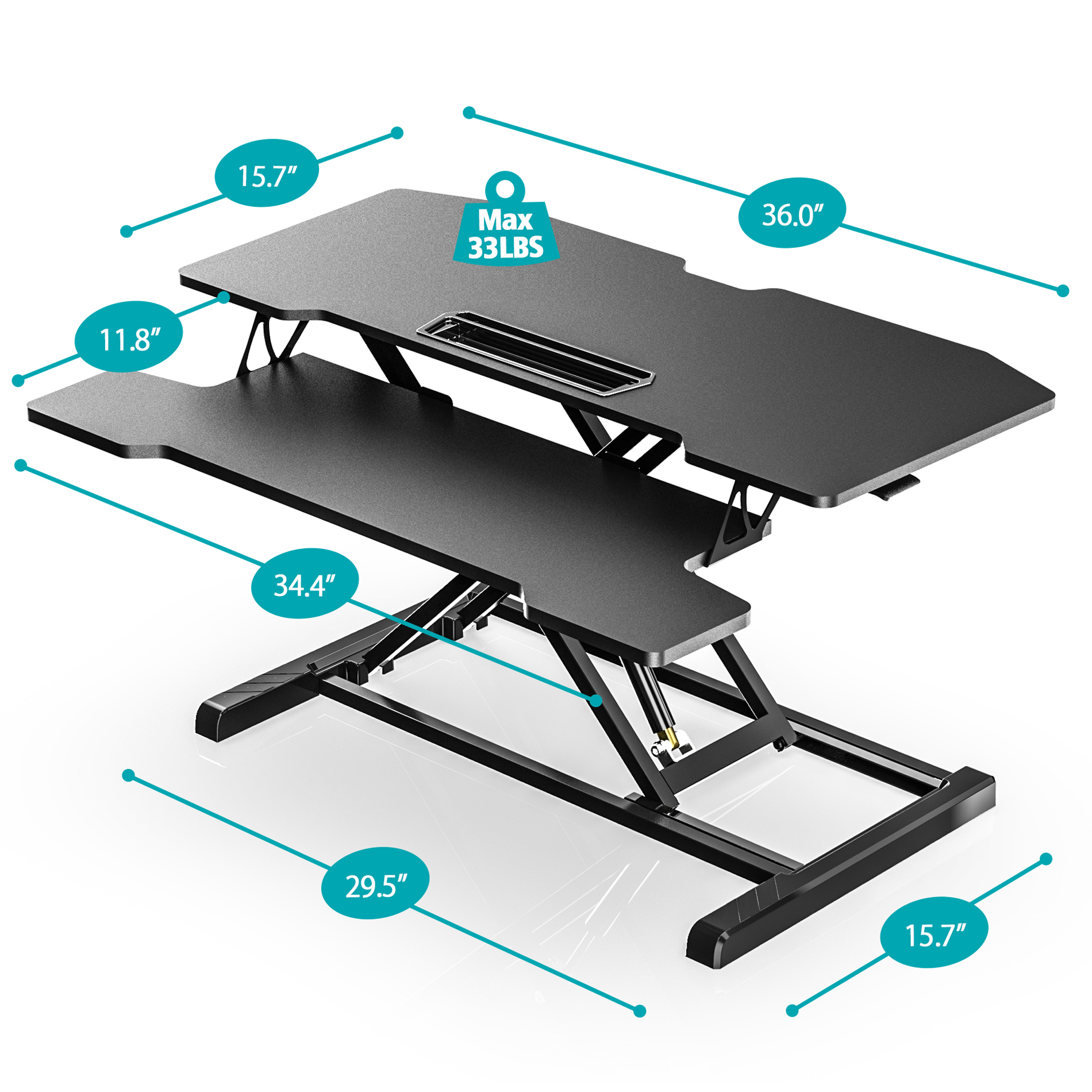 FENGE 36 inch Standing Desk Stand Adjustable Sit to Stand Up Stand Cube Stand for Laptop Monitors SD360001WB