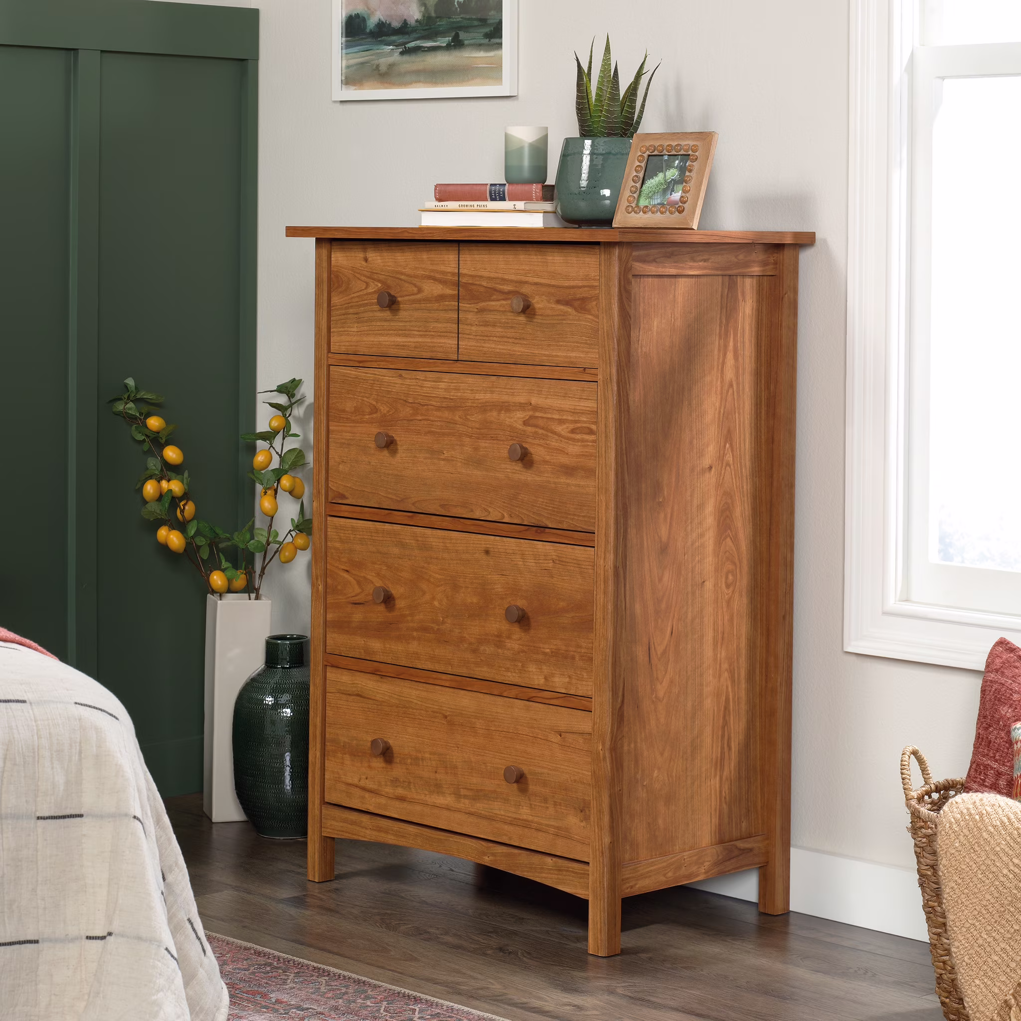Sauder Union Plain 4-Drawer Dresser, Prairie Cherry Finish