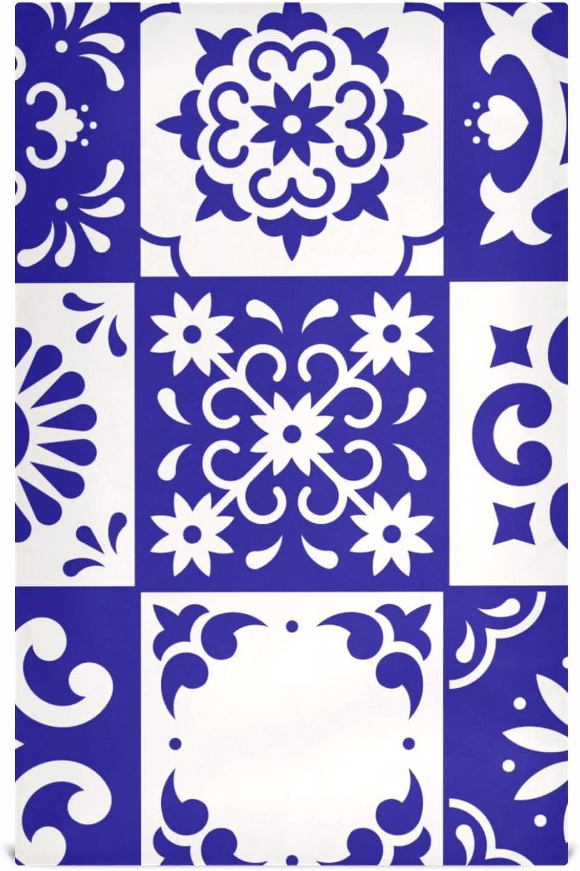 Hidove Kitchen Towels Talavera Ceramic Navy Blue Pattern Cleaning Towel Absorbent Hand Towels Tea Towels for Home Restaurant Dish Clean 28