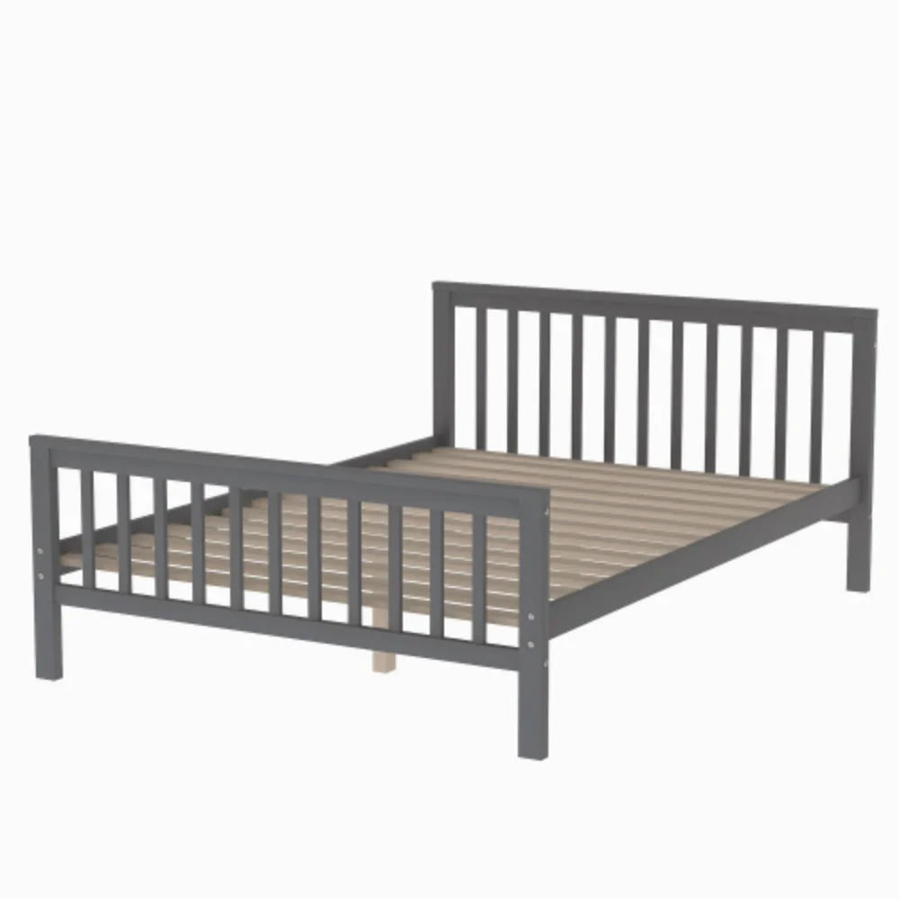 Twin over Full Loft Bed with Staircase,Gray(