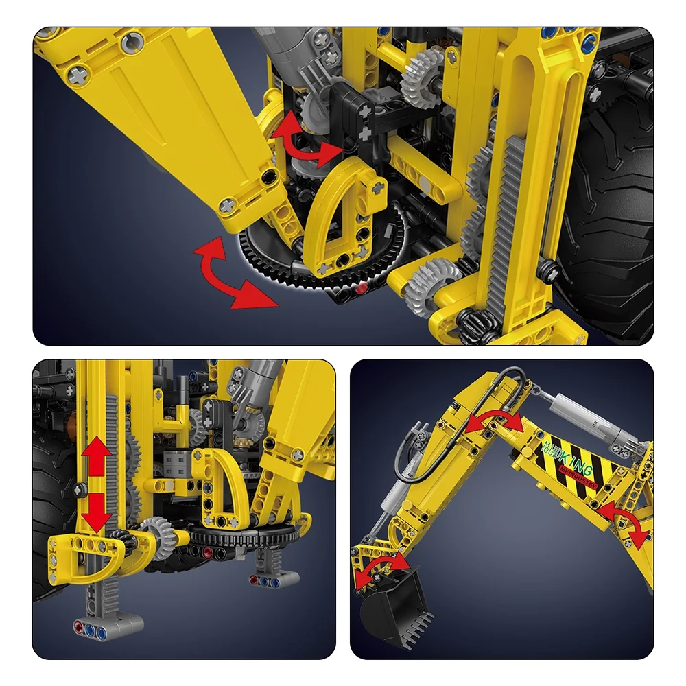 Mould King 17036 Technical Excavator Building Sets Backhoe Loader Truck Model Toy for Kids Adult, Yellow