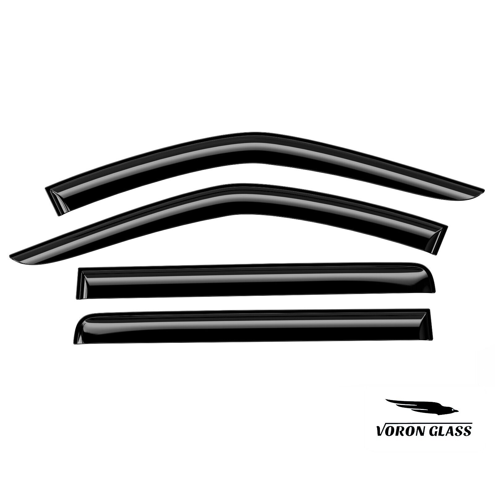 Voron Glass Tape-on Extra Durable Rain Guards for Toyota Tundra 2022-2024 CrewMax, Window Deflectors, Vent Window Visors, 4 Pieces - 100416