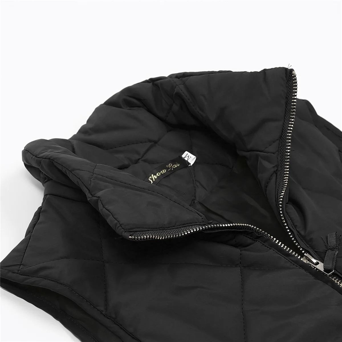 Huyghdfb Women Vest Stand Collar Warm Padded Zip Side Pockets Gilet Quilted Puffer Vest