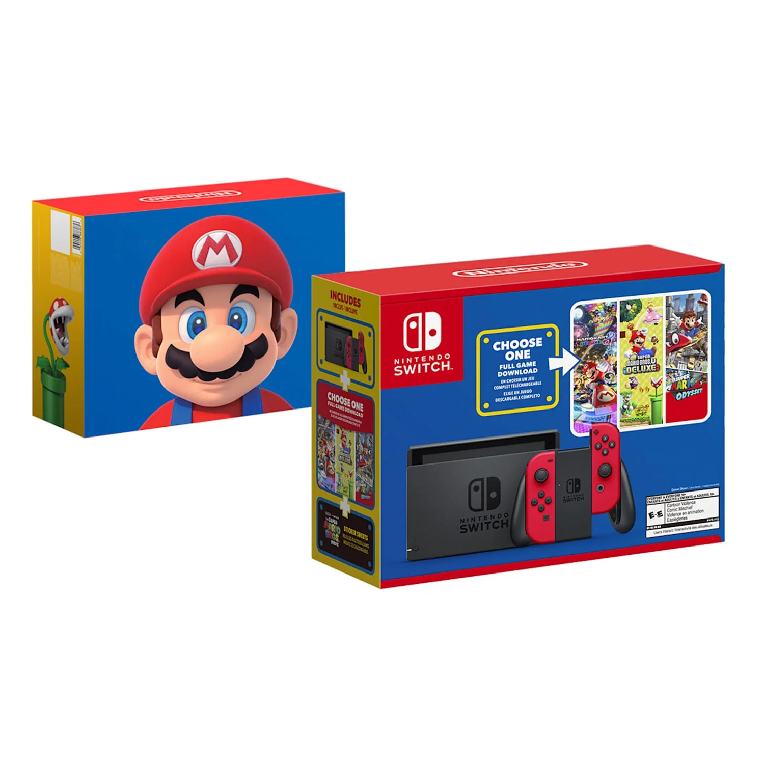 Nintendo Switch Mario Choose One Bundle with Carry Case, 128GB SD Card, and New Super Mario Bros U Deluxe Game