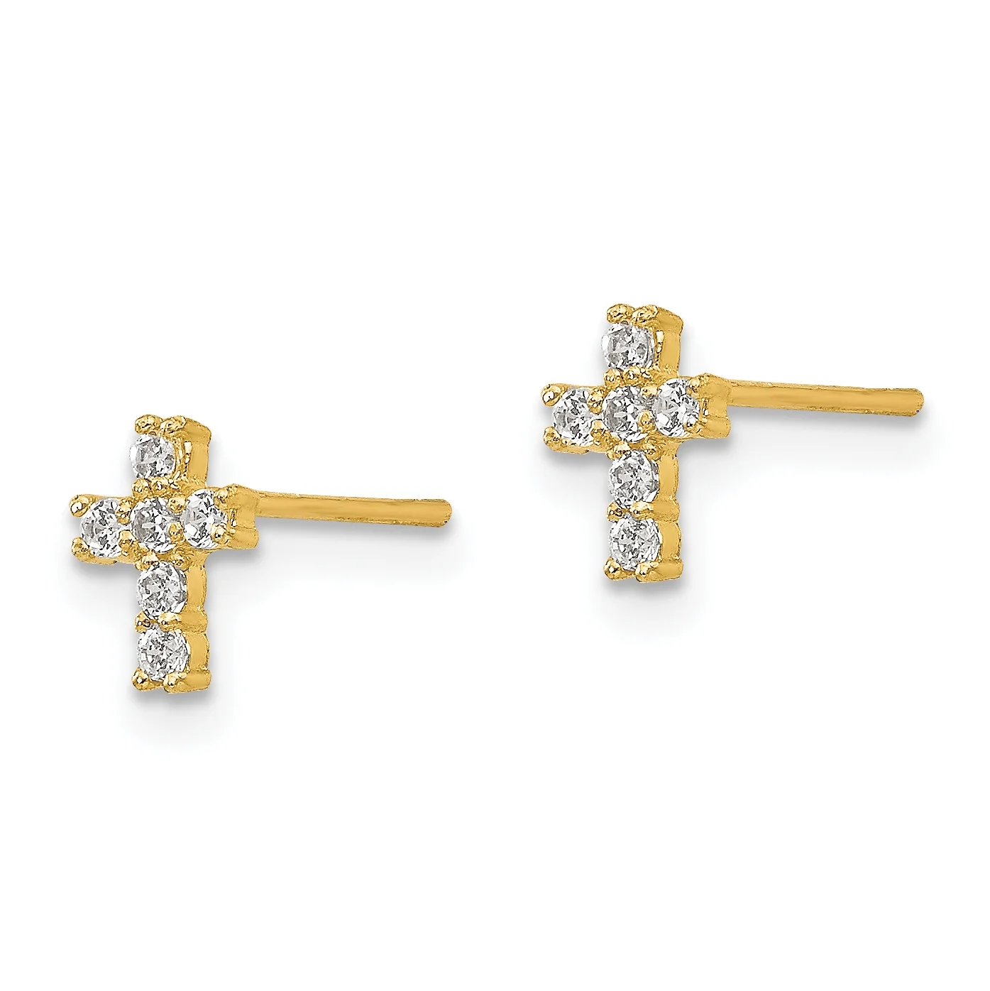 Finest Gold 14K Yellow Gold Madi K Polished CZ Cross Post Earrings