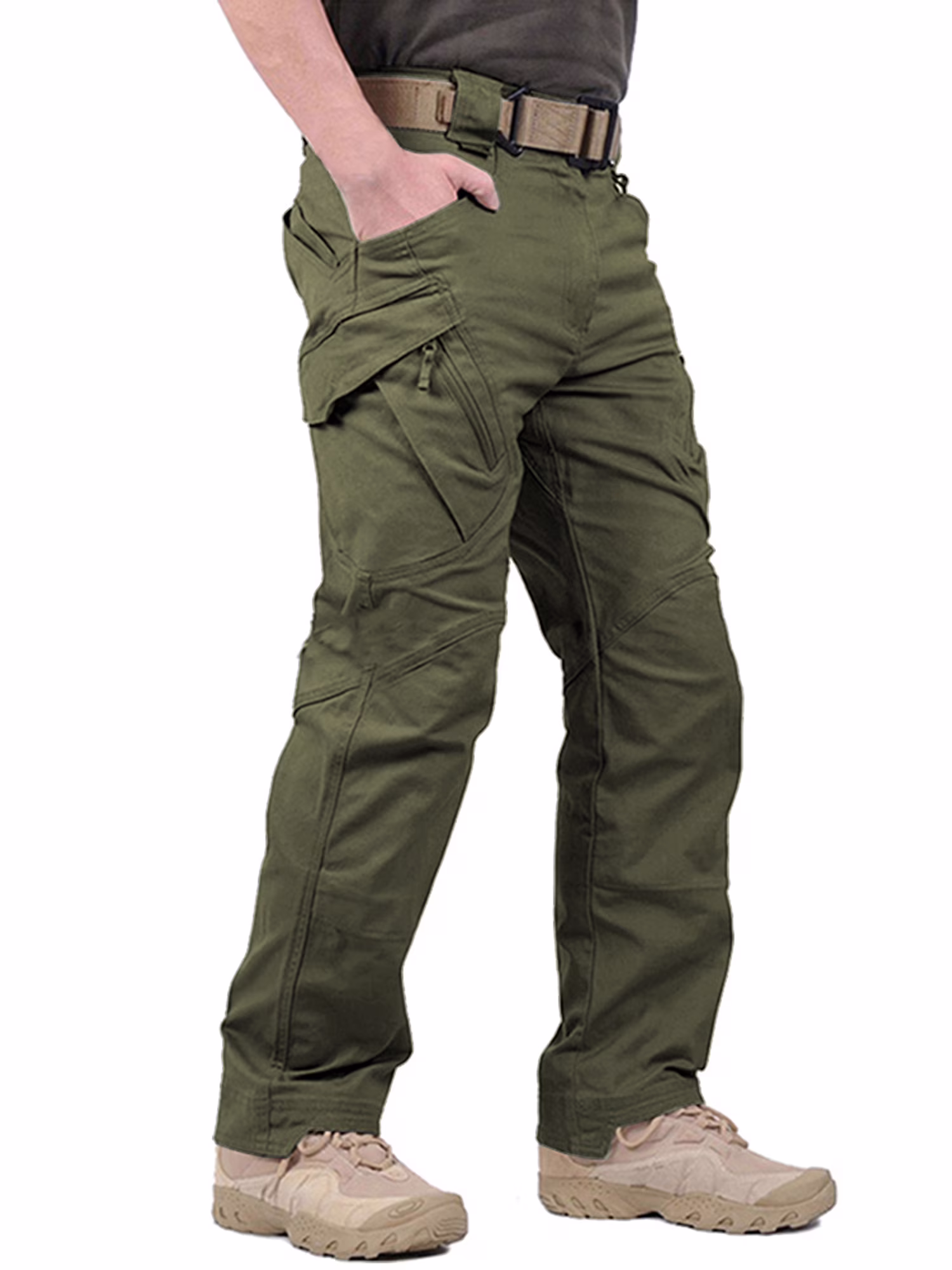 FEDTOSING Relaxed Work Cargo Pants Outdoor Mens Pant Army Green,Size 28×30