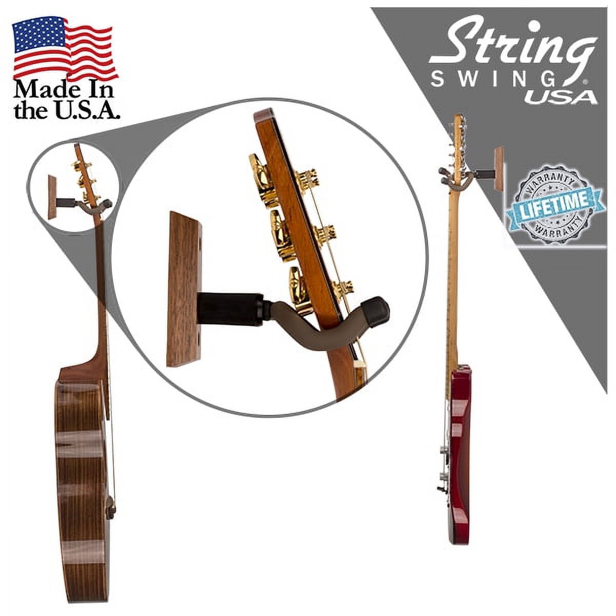 String Swing 3 pack CC01K-BW Hardwood Home and Studio Guitar Keeper - Black Walnut Acoustic Electric Guitar Hanger