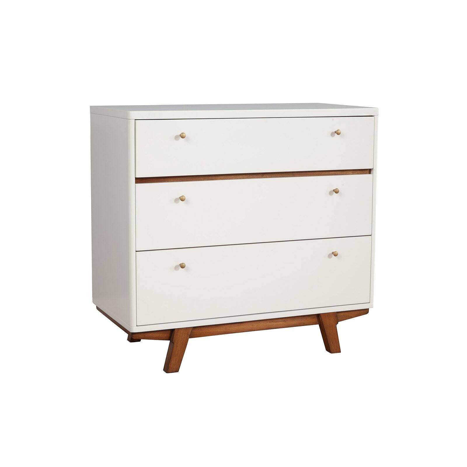 Alpine Furniture Dakota 3 Drawer Small Wood Chest in White