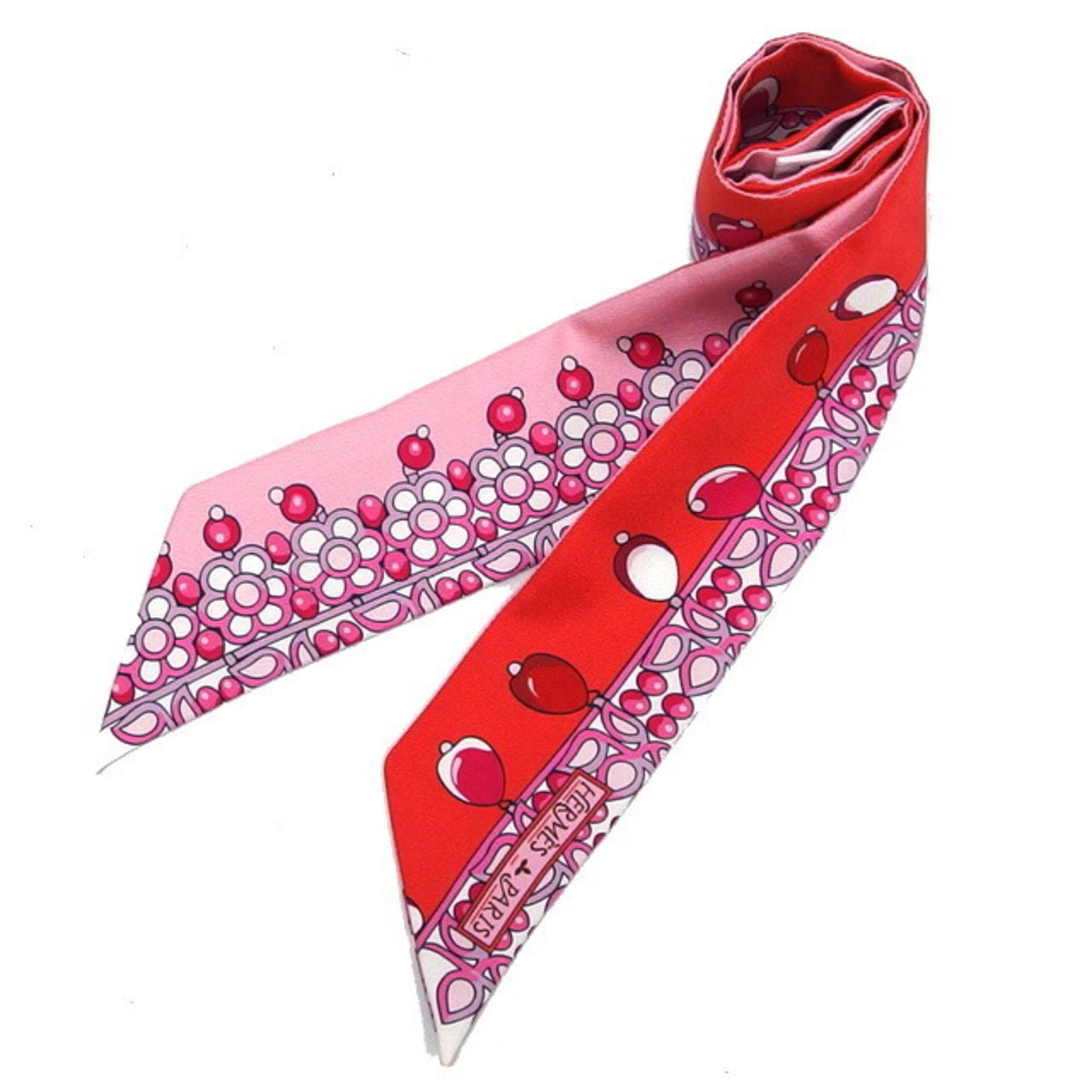 Pre-Owned Hermes 2018 Maharaja Accessories Twilly Scarf Muffler Rose (Good)