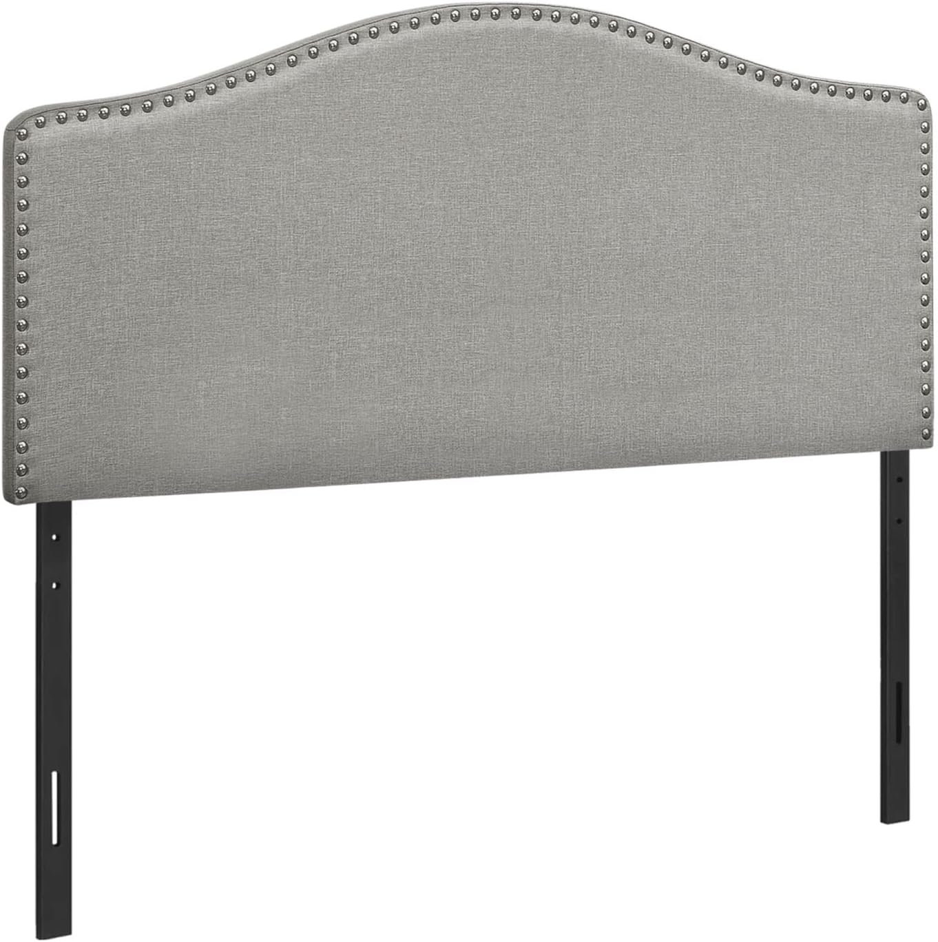 Full, Bedroom, Upholstered, Look, Grey, Transitional Bed Size Linen Headboard