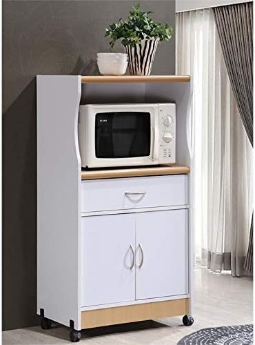 Microwave Kitchen Cart In White