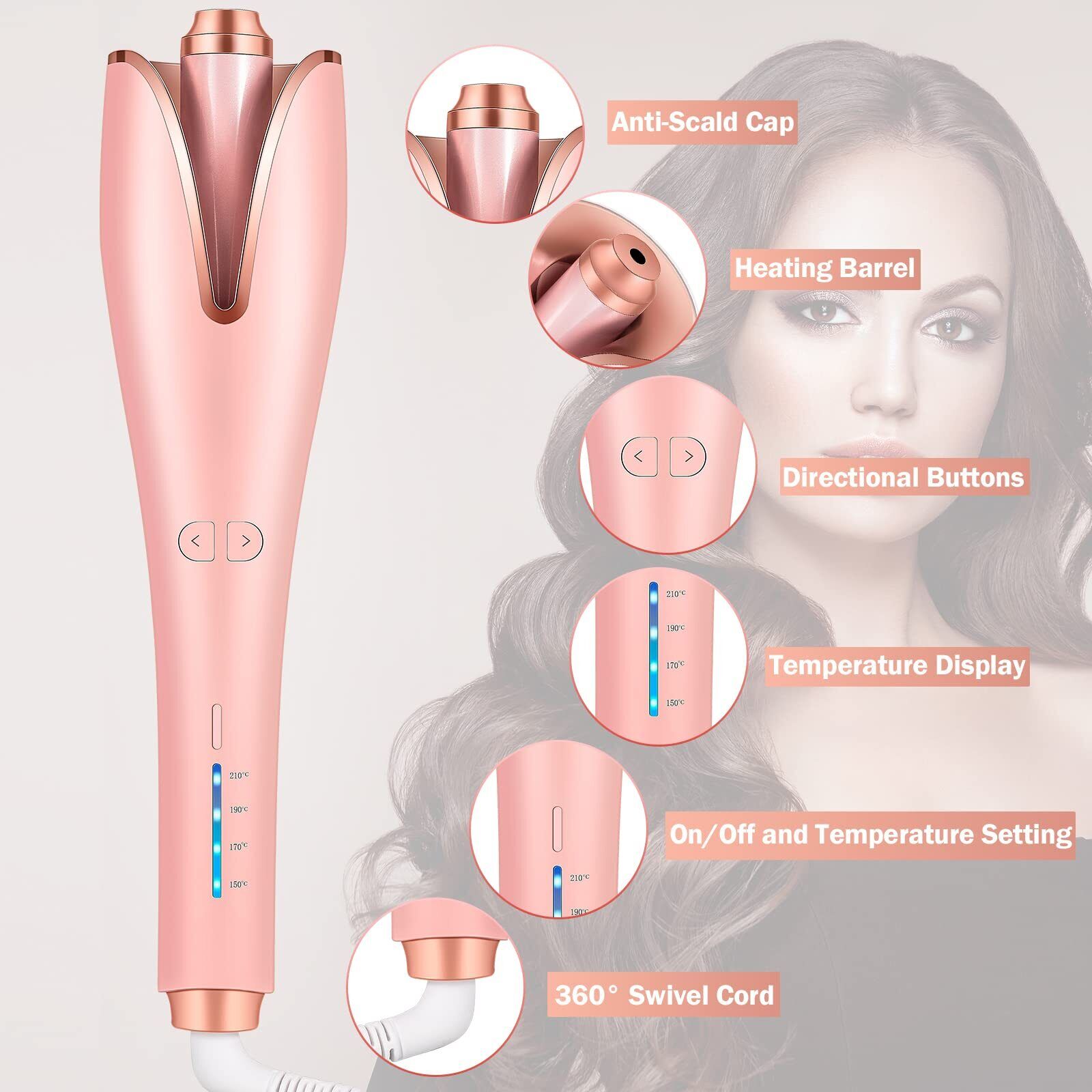 JLLOM Automatic Curling Iron Air Curler Air Spin Ceramic Rotating Air Curler Air Spin