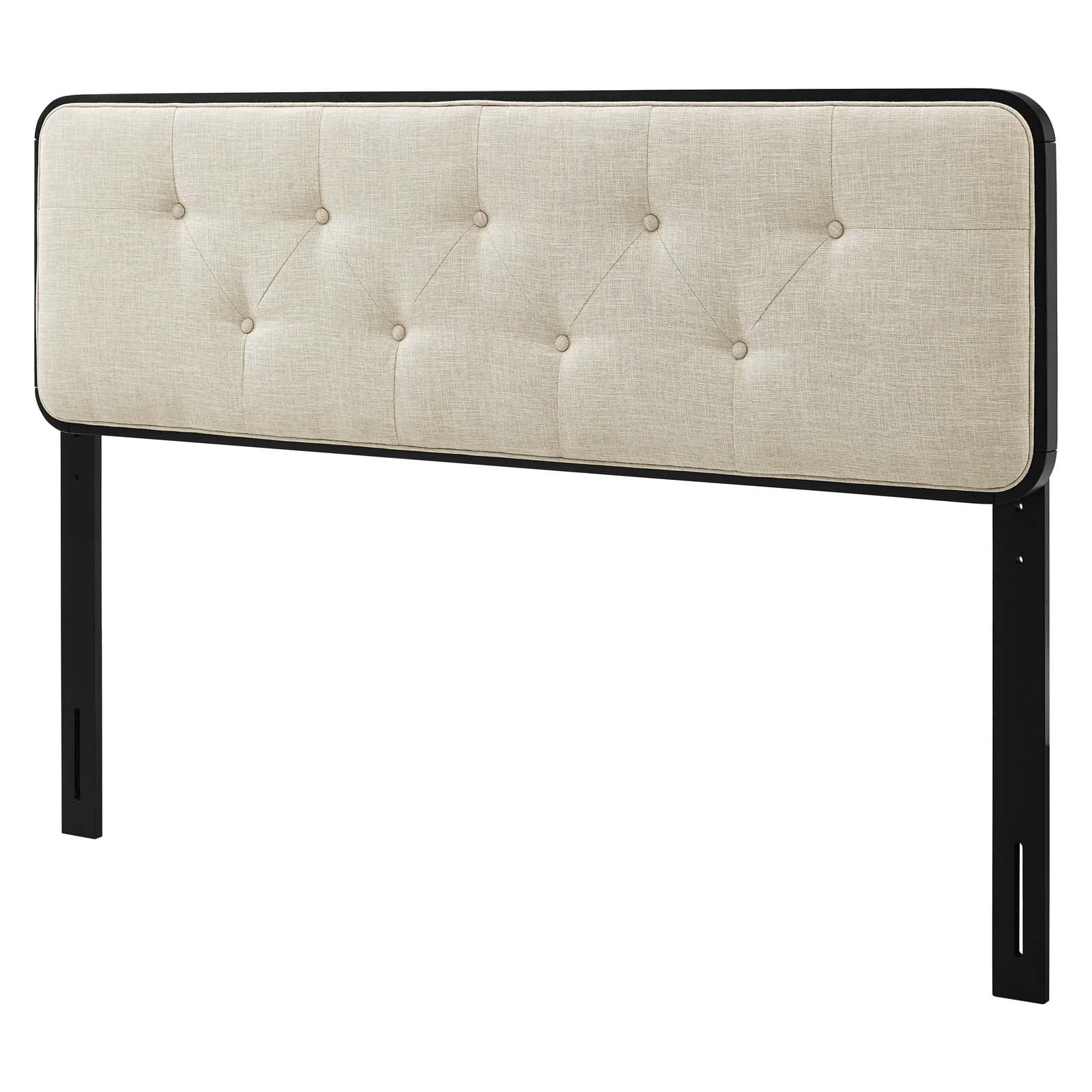 Tufted Headboard, Twin Size, Wood, Fabric, Black Beige, Modern Contemporary Urban Design, Bedroom Master Guest Suite
