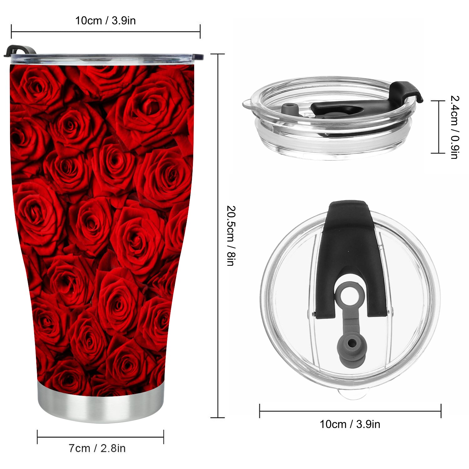 Hidove Stainless Steel Tumbler, Natural Red Roses Background 30oz Leak Proof & Stainless Steel Bottle for Hot & Cold Drinks - Coffee Travel Mug, Water Metal Canteen, Thermal Cup