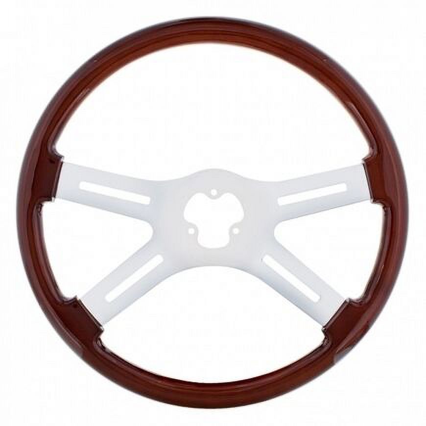 United Pacific 88217 Steering Wheel   Wood Rim, With Chrome Spokes