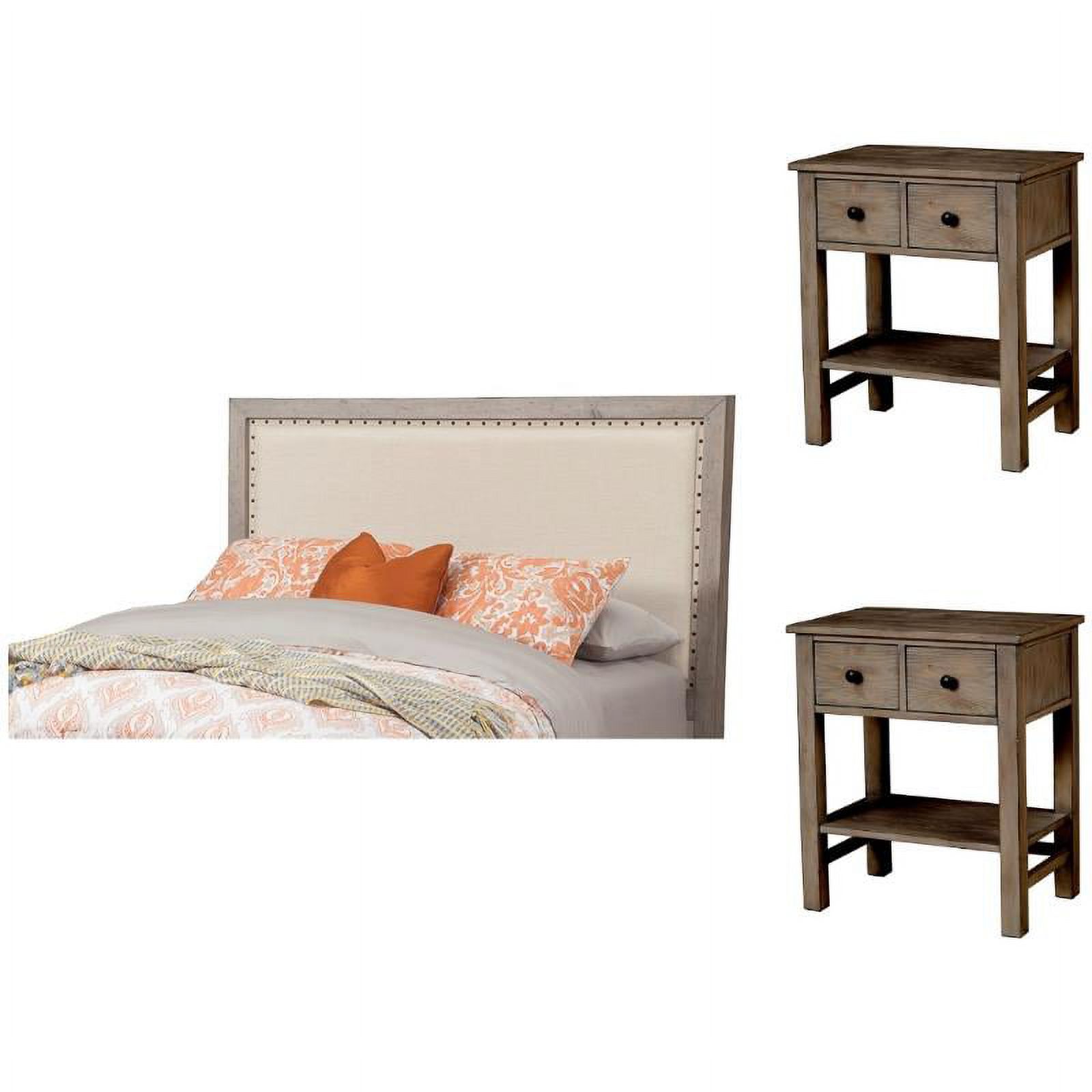 Home Square 3-Piece Set with Classic California King Headboard & 2 Nightstands