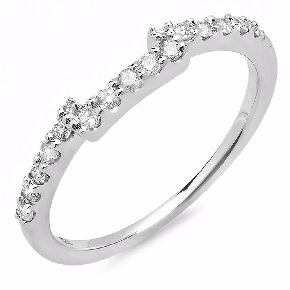 Dazzlingrock Collection 0.25 Carat (ctw) 18K Round Diamond Ladies Anniversary Stackable Guard Ring 1/4 CT, White Gold, Size 6