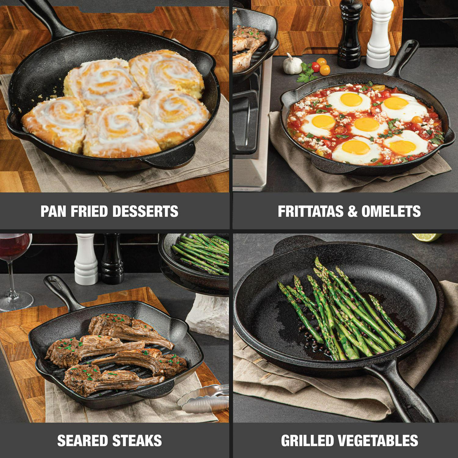 Granitestone 10.25 in. Pre-Seasoned Cast Iron Square Grill Pan