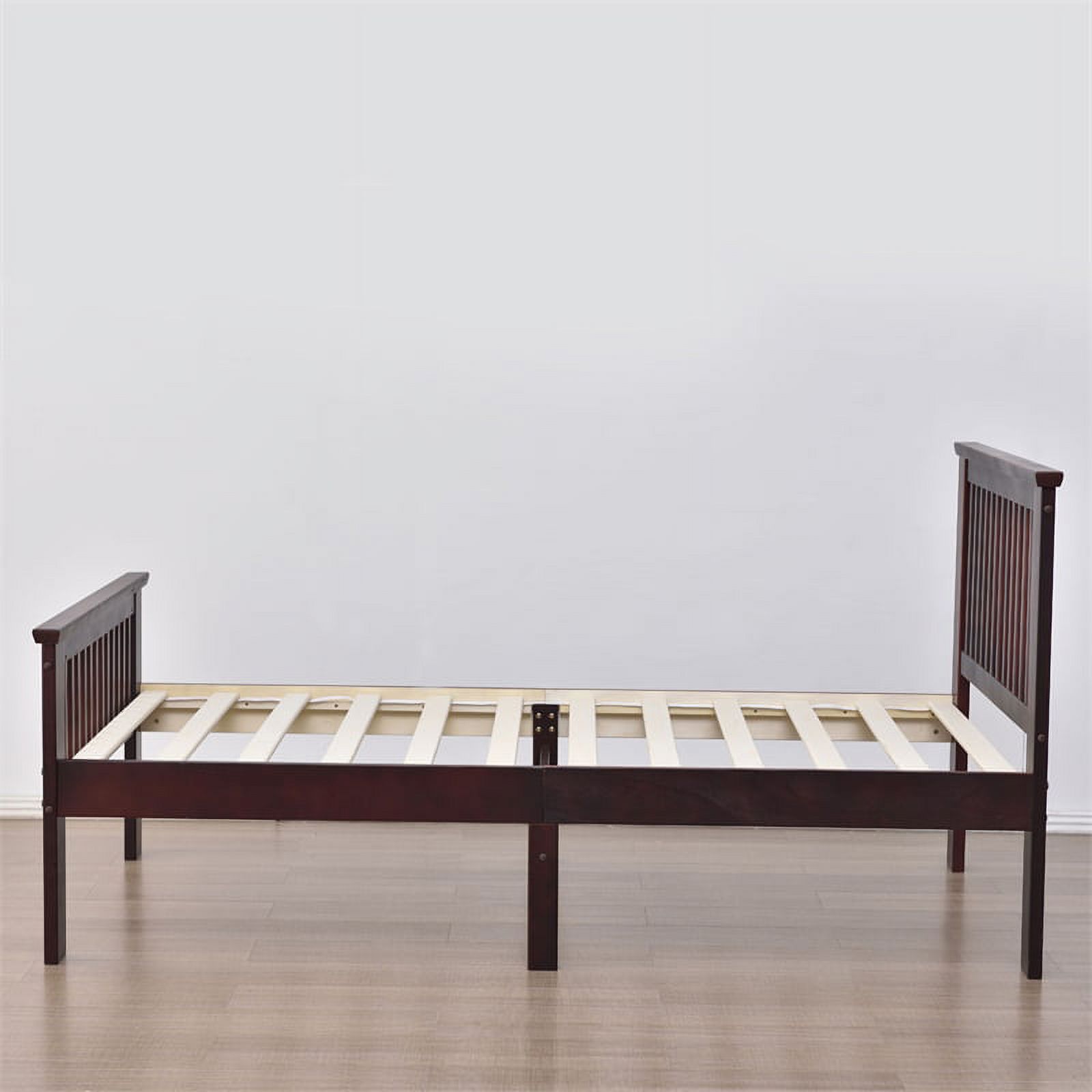 Home Square 2-Piece Set with Pine Twin Bed and Tall Chest Wardrobe in Mahogany