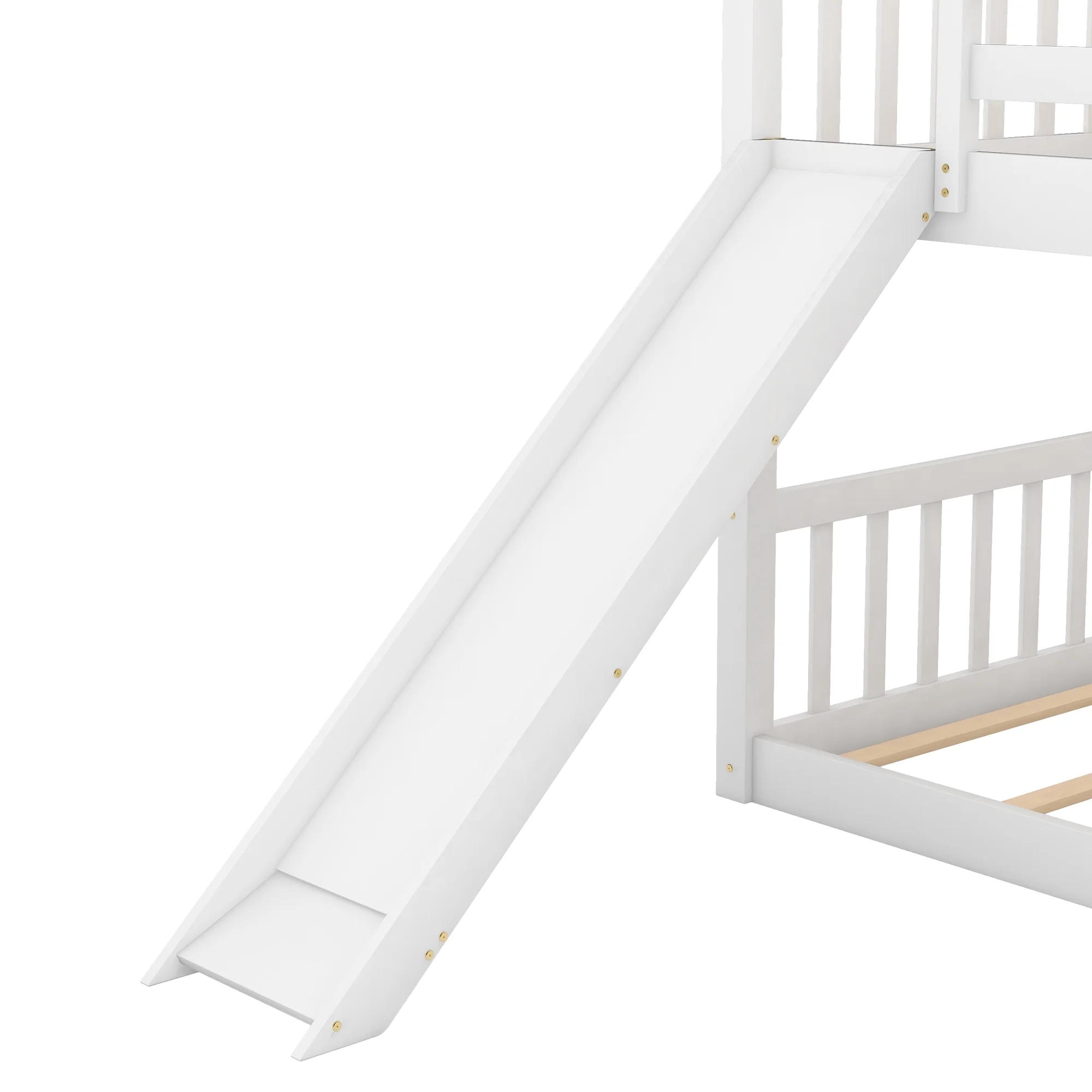 Nestfair White Twin over Twin Bunk Bed with Convertible Slide and Ladder