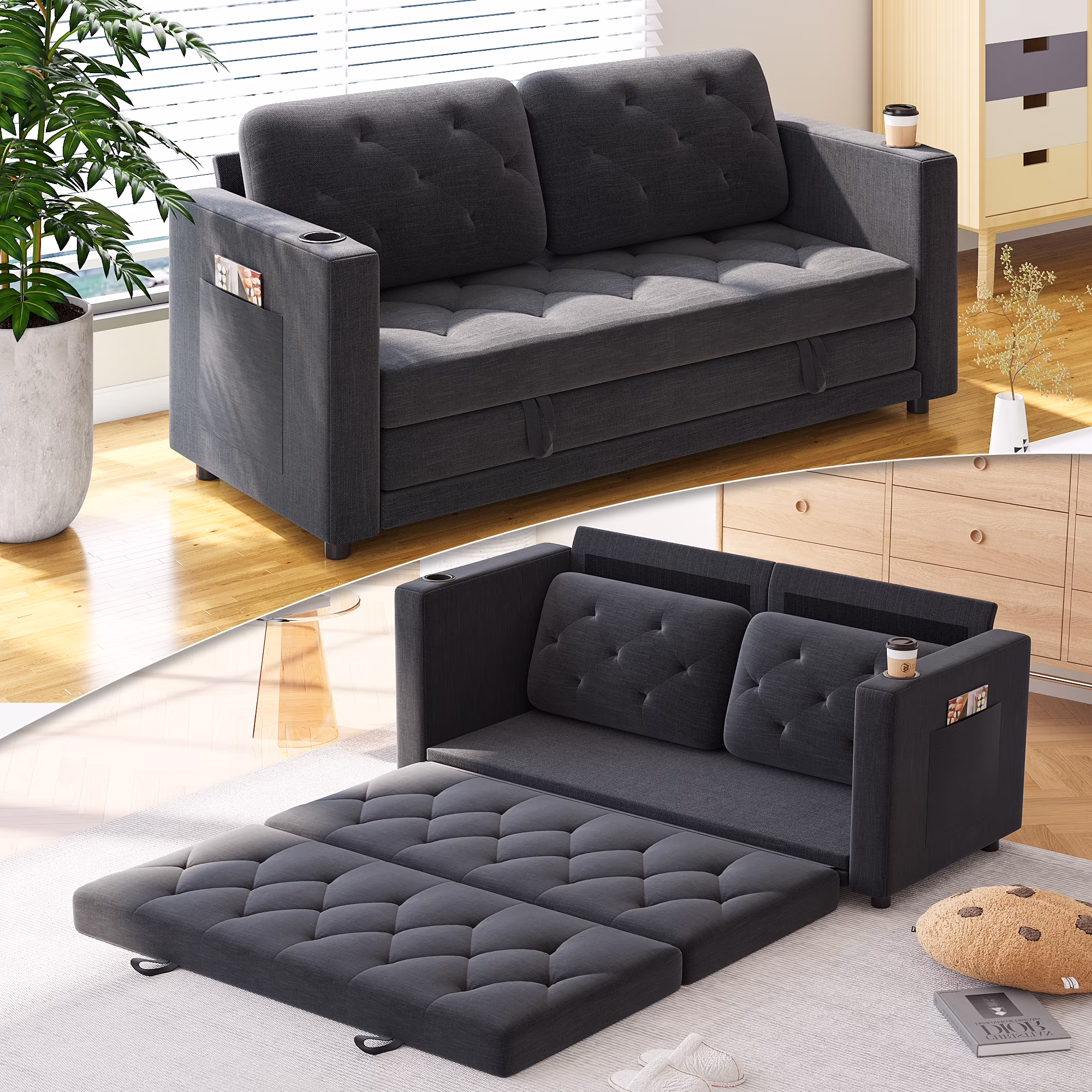 HNEBC Loveseat Sleeper Sofa, 63