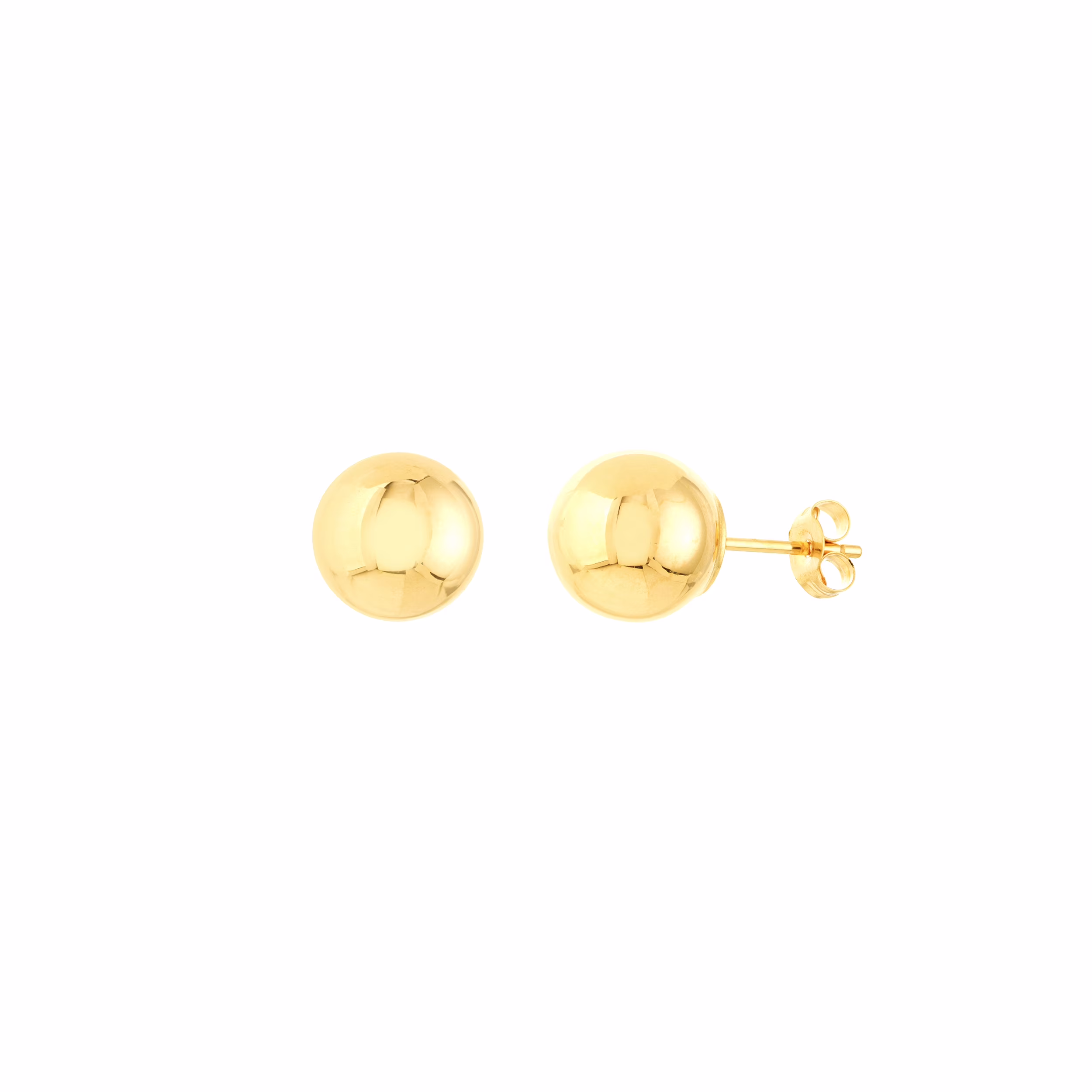 14K Yellow Gold 8mm Polished Ball Stud Earrings - Women
