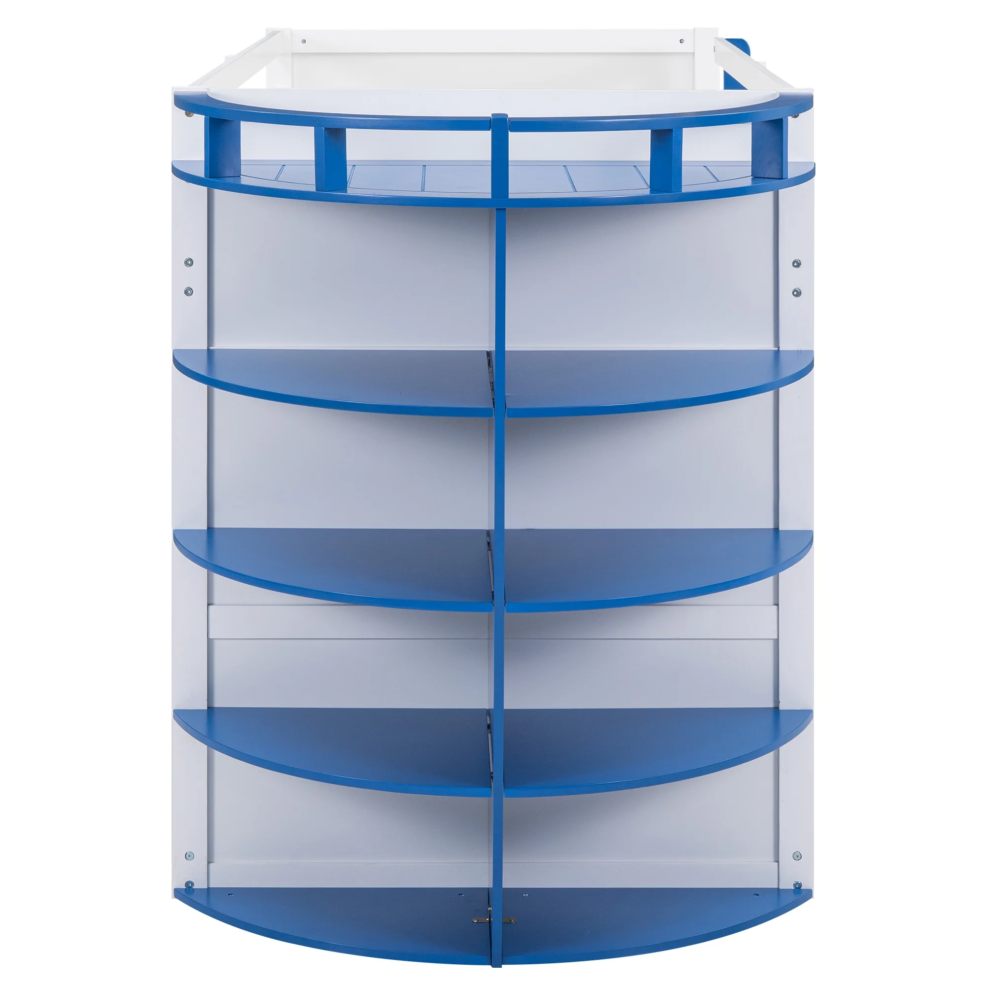 Nestfair Blue Twin over Twin Boat-Like Shape Bunk Bed with Shelves