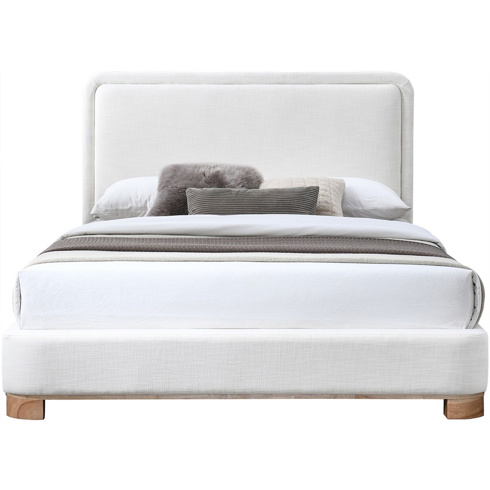 Meridian Furniture Nolita Cream Linen Textured Fabric King Bed