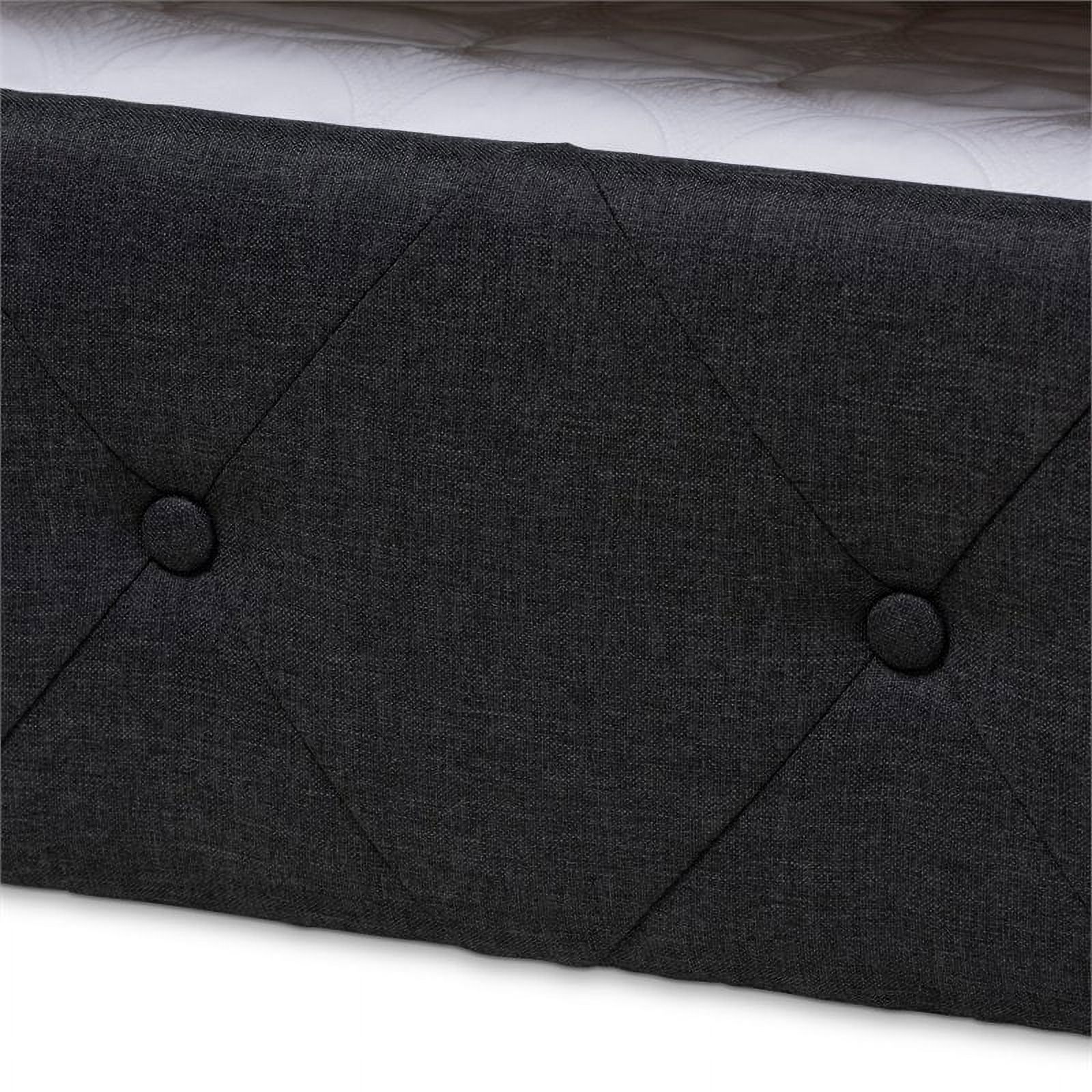 Bowery Hill Fabric Tufted Full Daybed with Trundle in Dark Gray