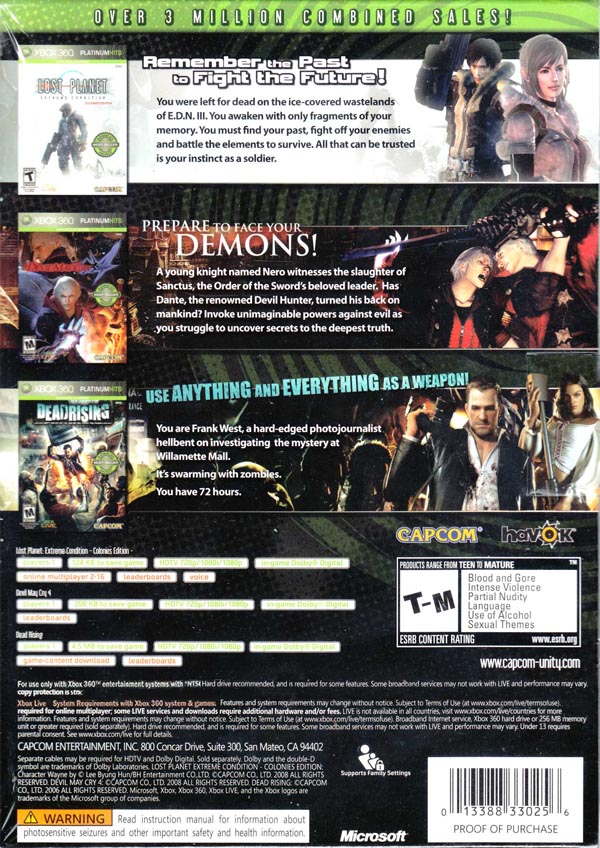 Capcom Platinum Hits Triple Pack (Microsoft Xbox 360, 2009) Video Game