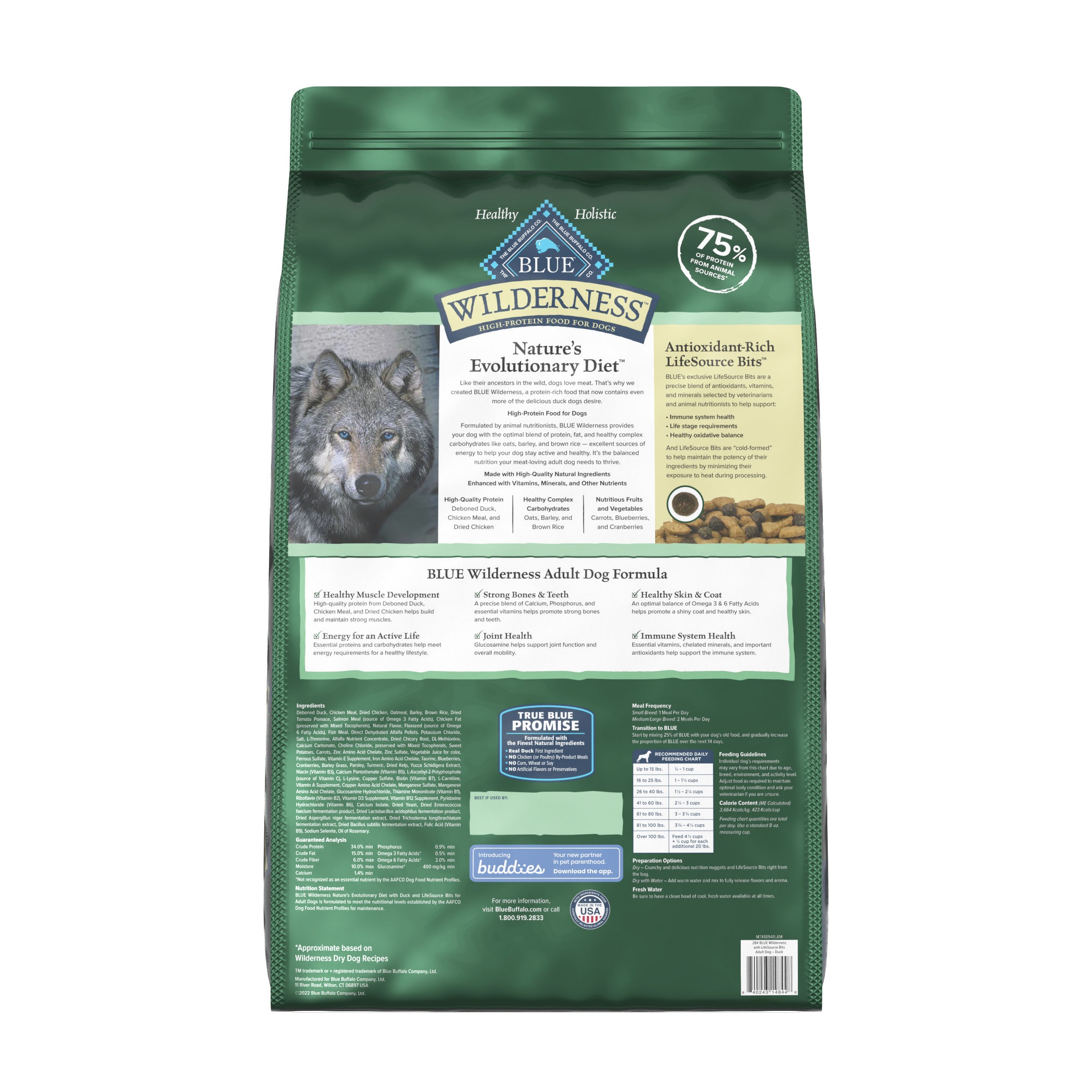 Wilderness Adult Dry Dog Food with Duck Flavor - 28lbs